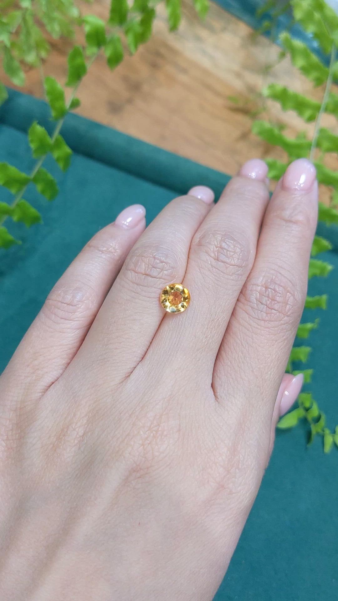 1.24 Ct. Orangish Yellow Citrine from Brazil Size Video