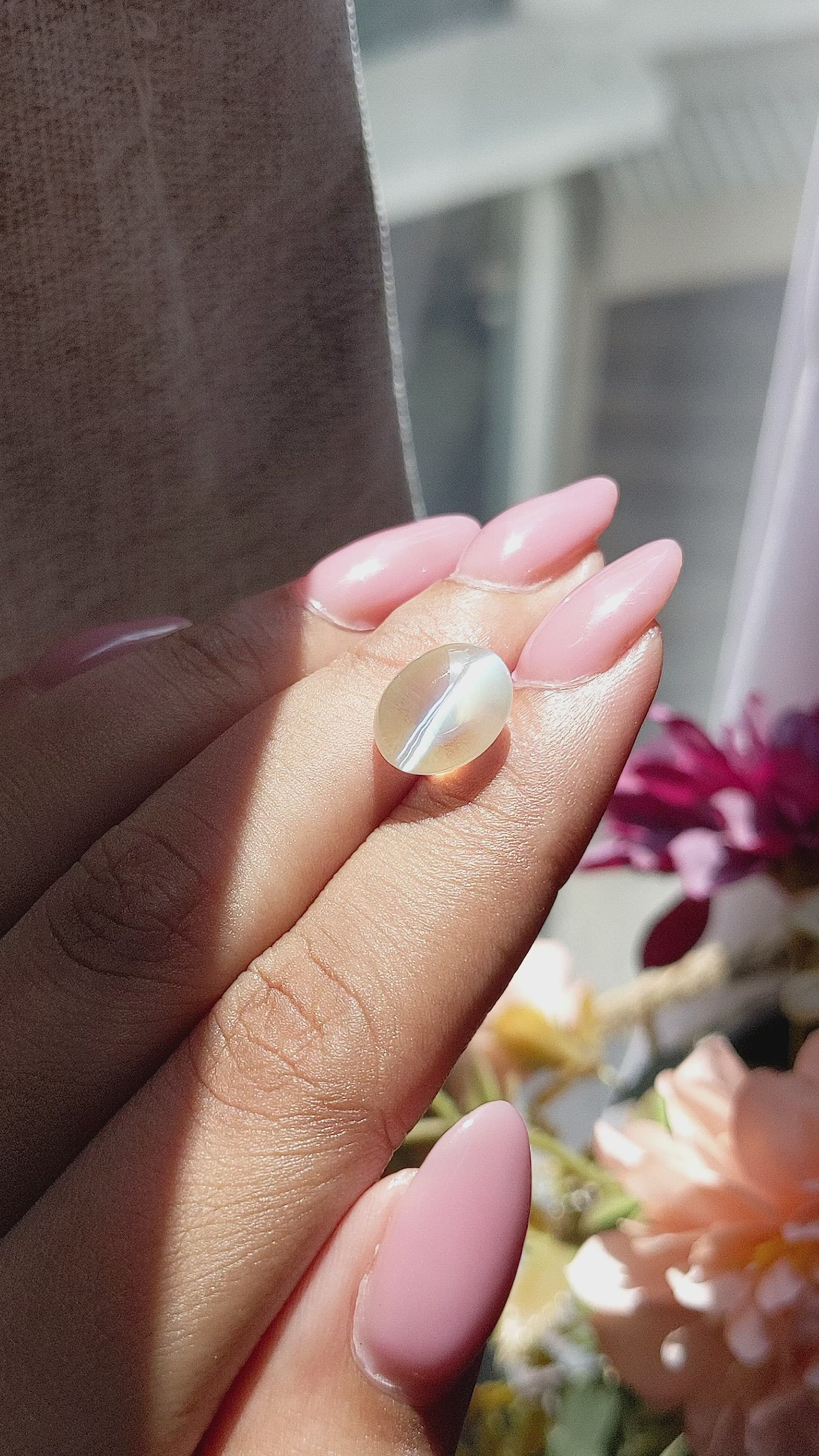 7.18 Ct. Yellowish Green Cabochon Chrysoberyl from Ceylon (Sri Lanka) Size Video