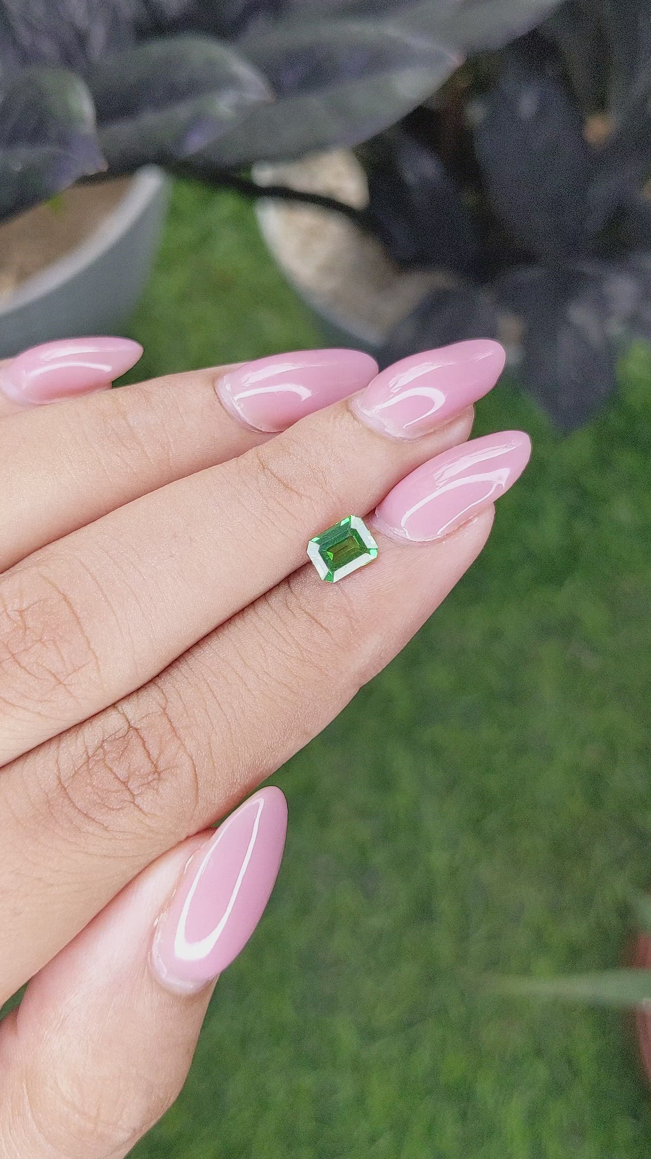 0.87 Ct. Tsavorite Garnet from Tanzania Size Video