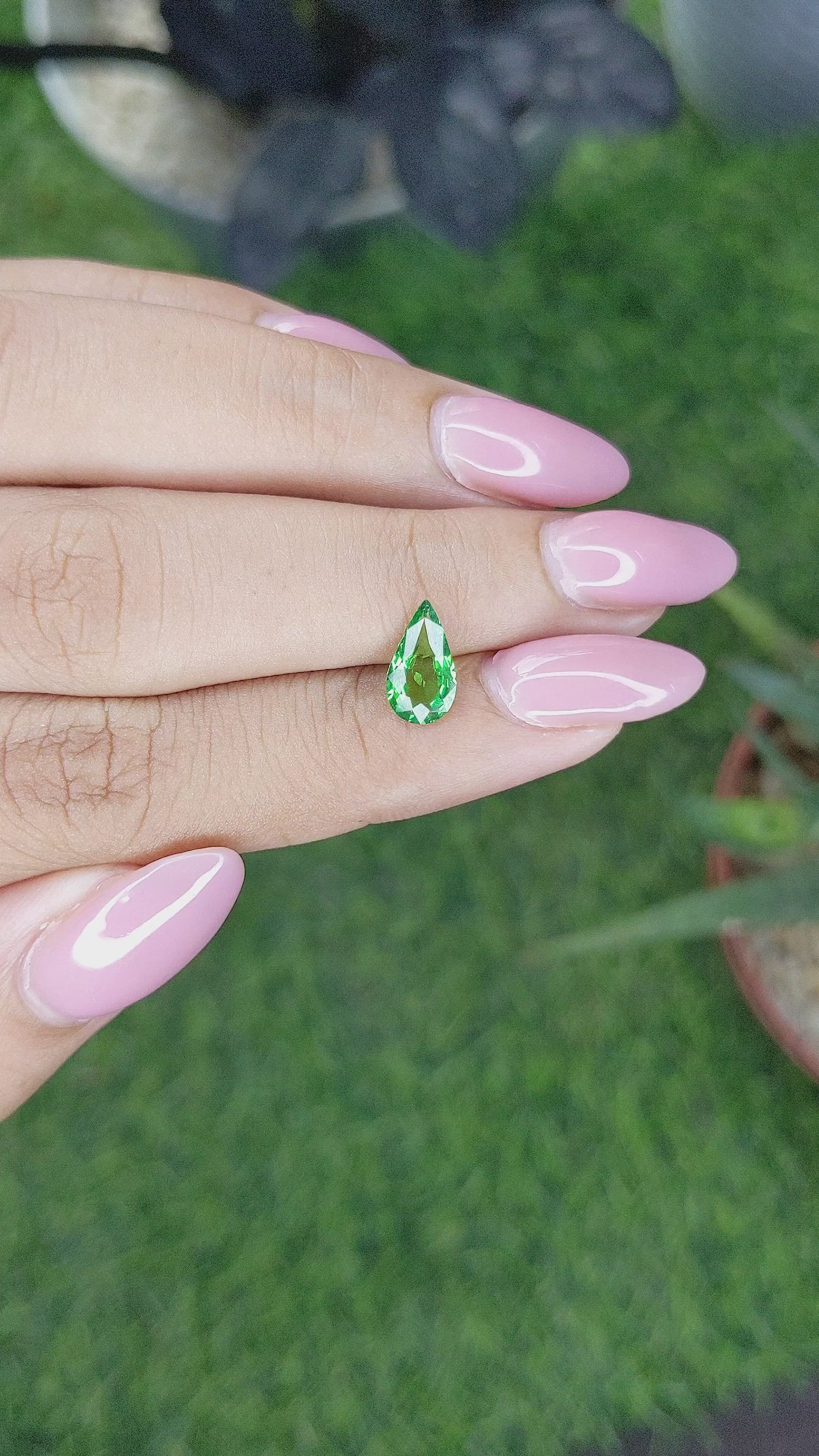 1.03 Ct. Tsavorite Garnet from Tanzania Size Video