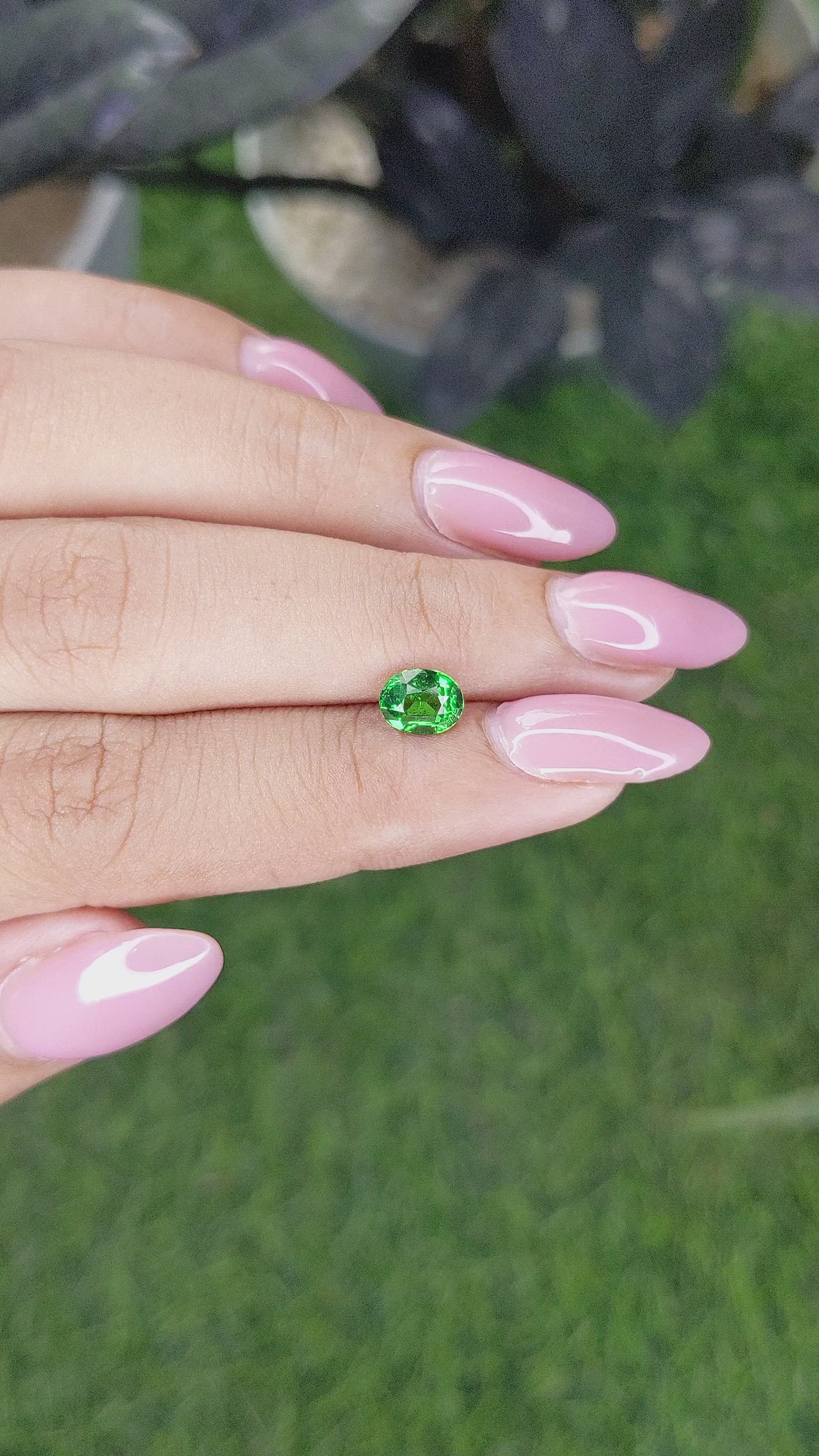 0.92 Ct. Tsavorite Garnet from Tanzania Size Video