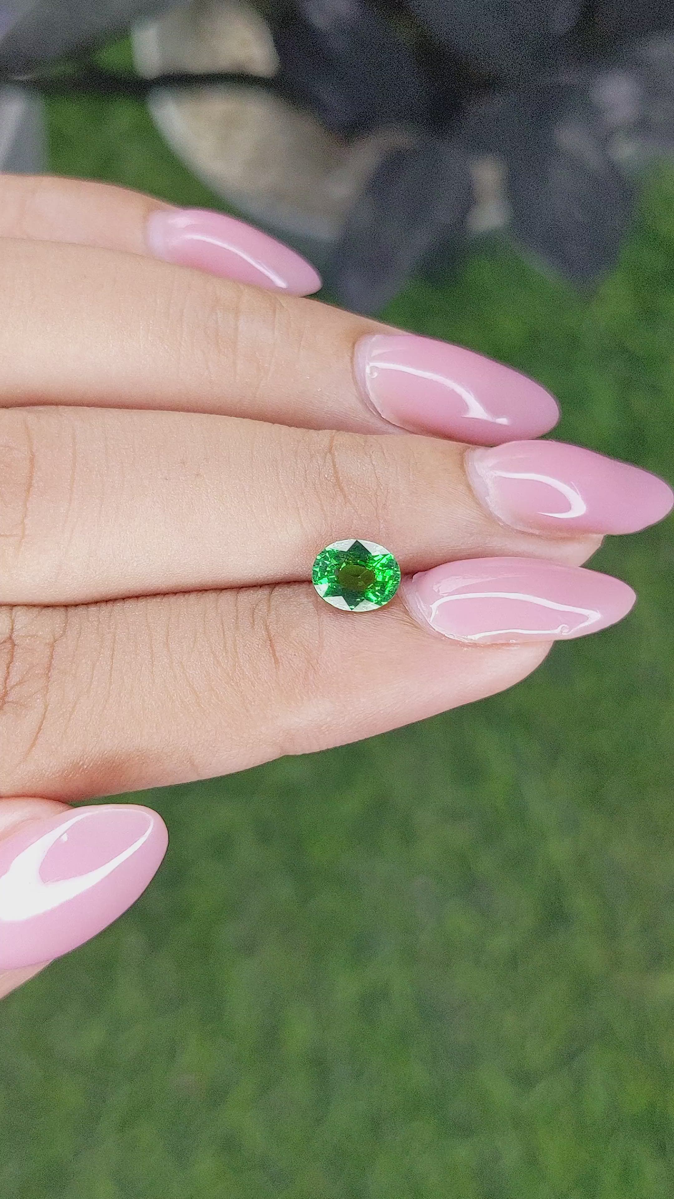 1.03 Ct. Tsavorite Garnet from Tanzania Size Video