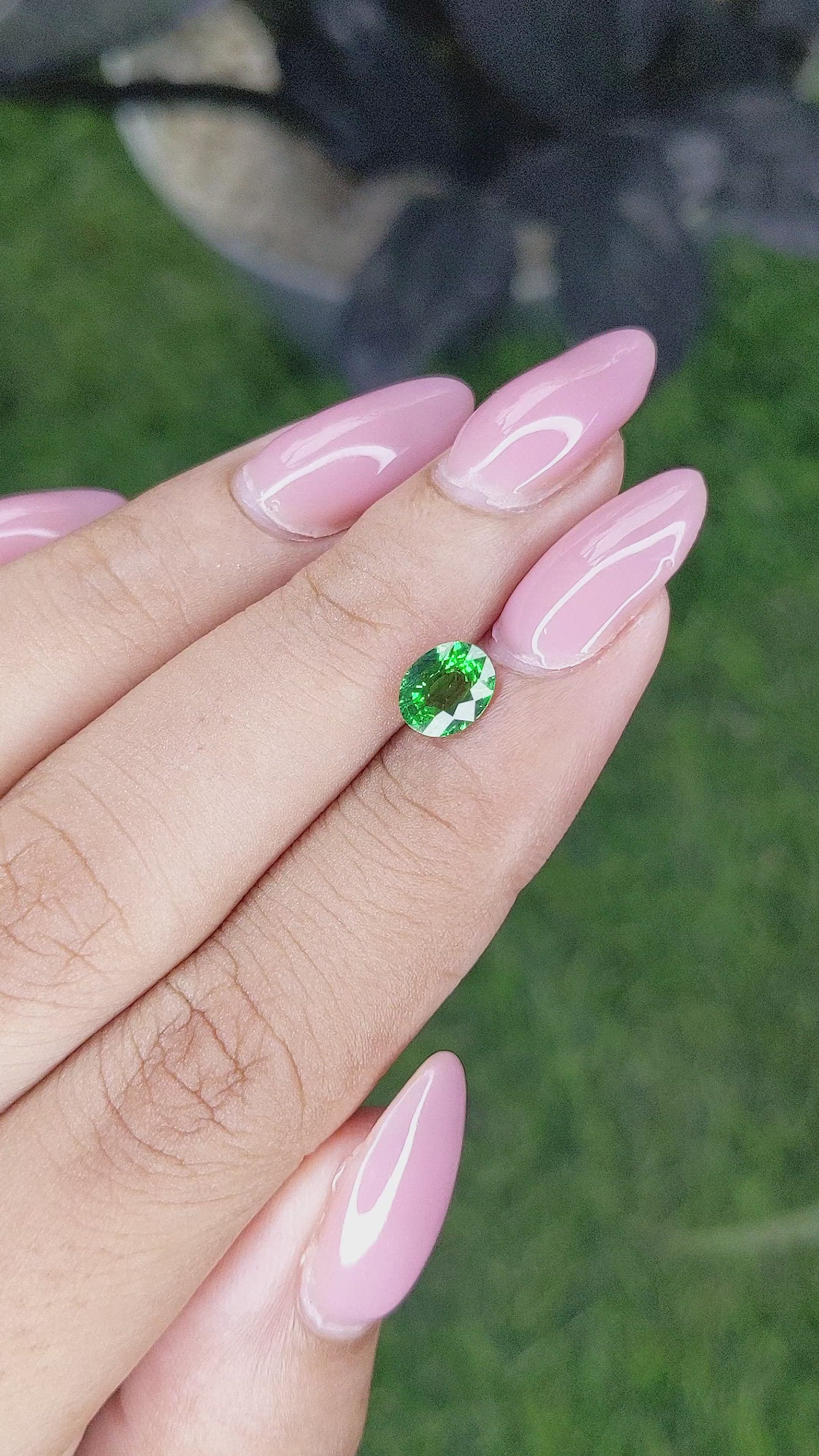 1.03 Ct. Tsavorite Garnet from Tanzania Size Video