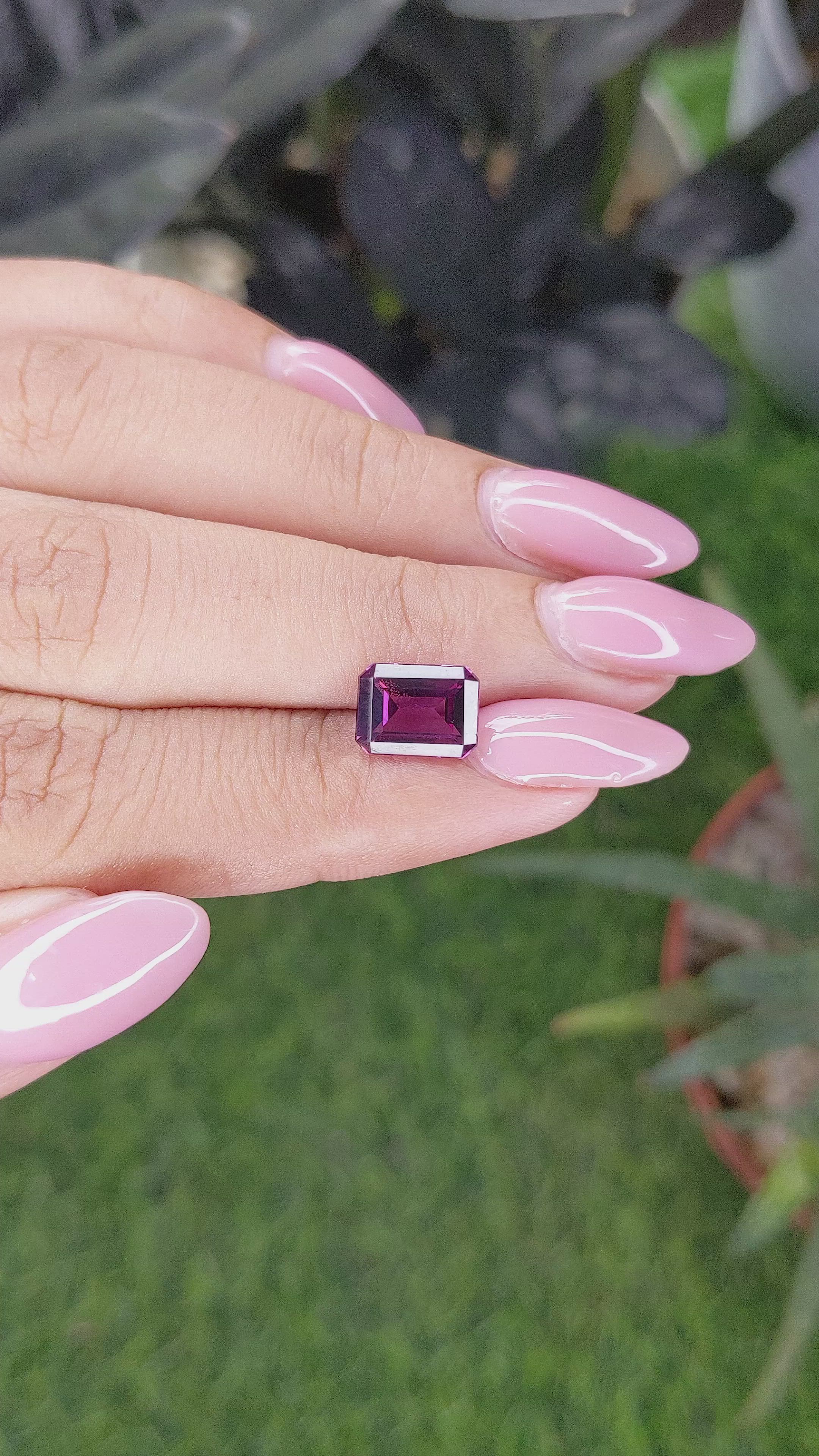2.76 Ct. Purplish Pink Garnet from Tanzania Size Video