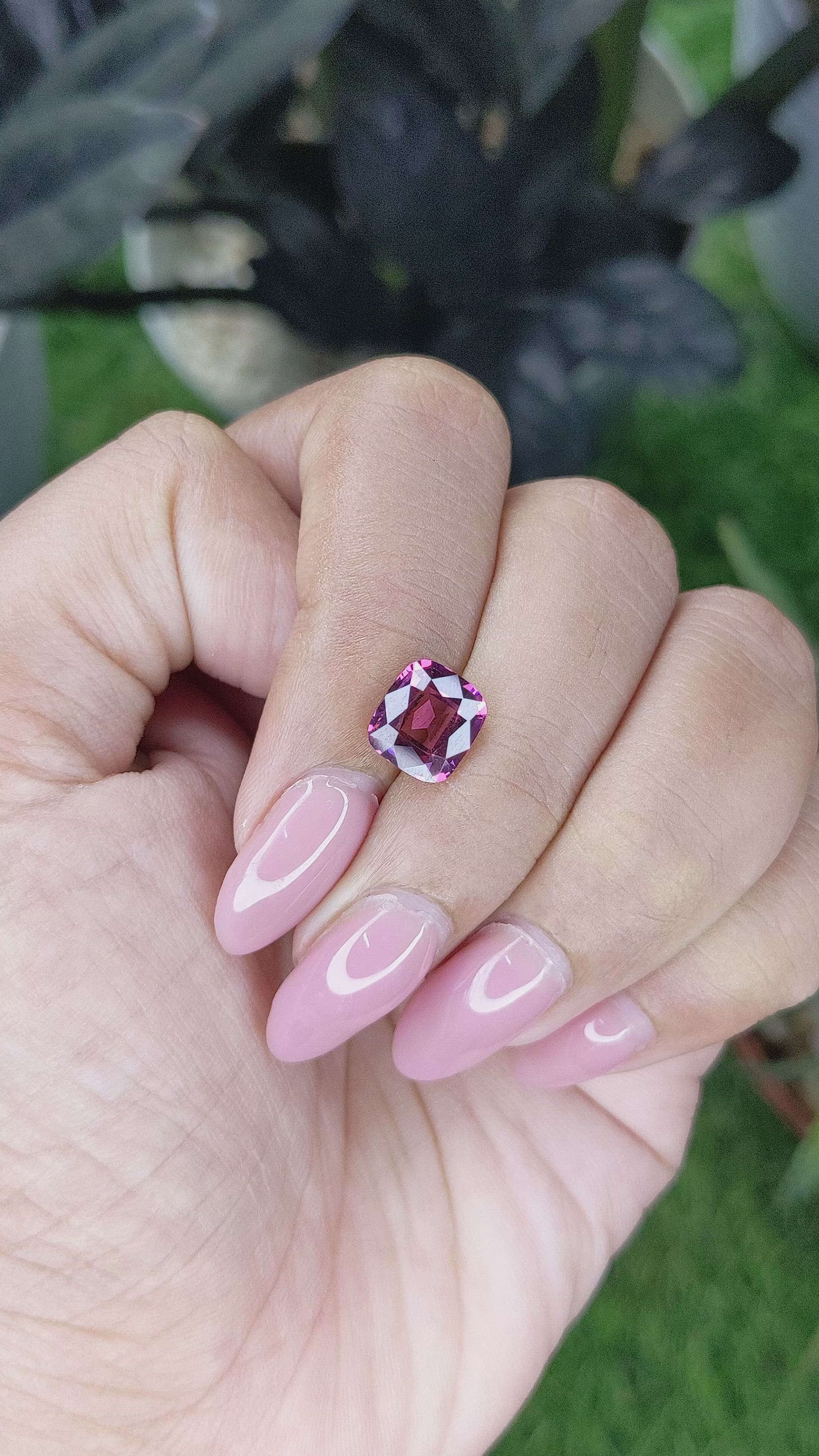 2.47 Ct. Purplish Pink Garnet from Tanzania Size Video