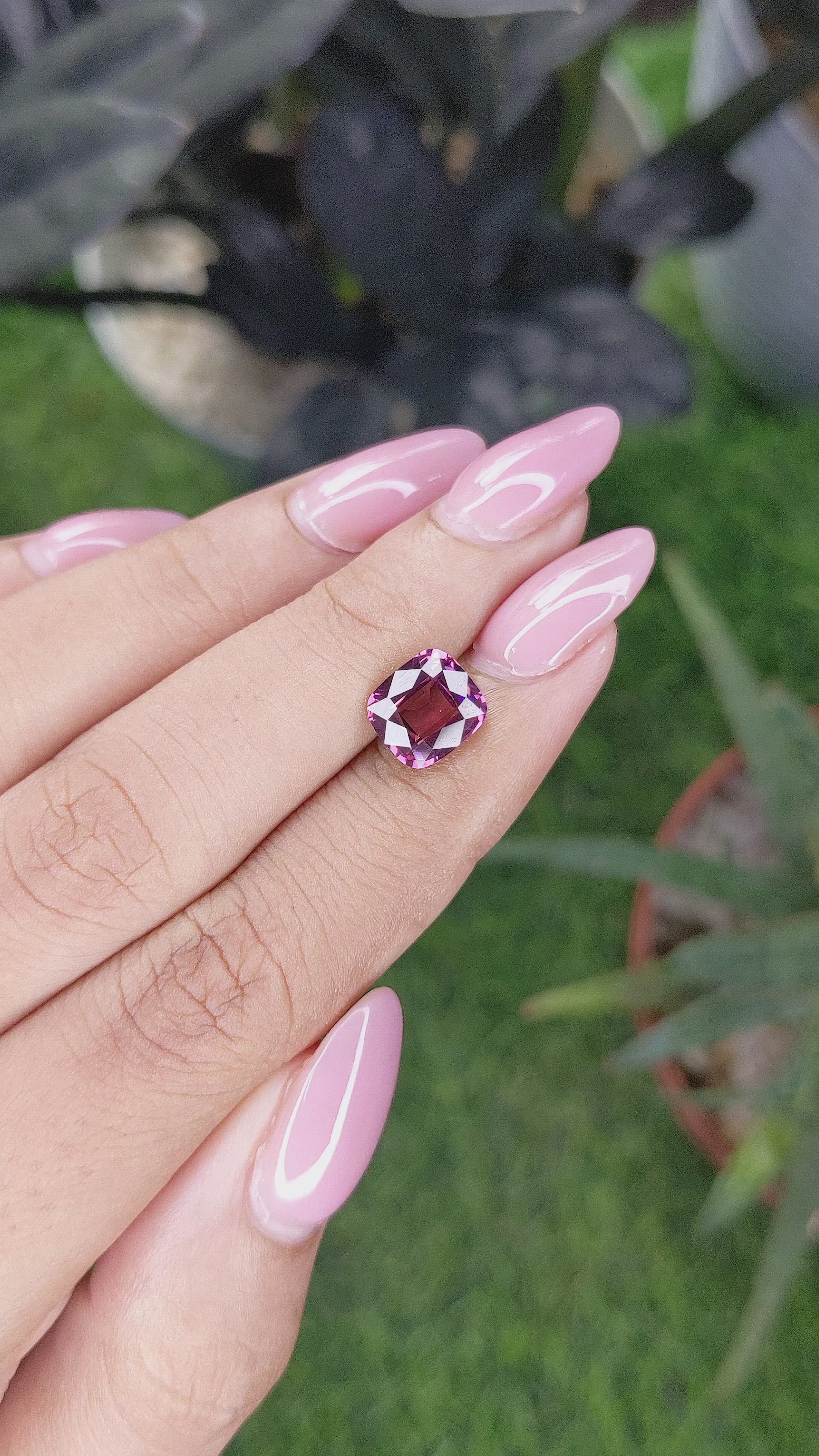 2.47 Ct. Purplish Pink Garnet from Tanzania Size Video
