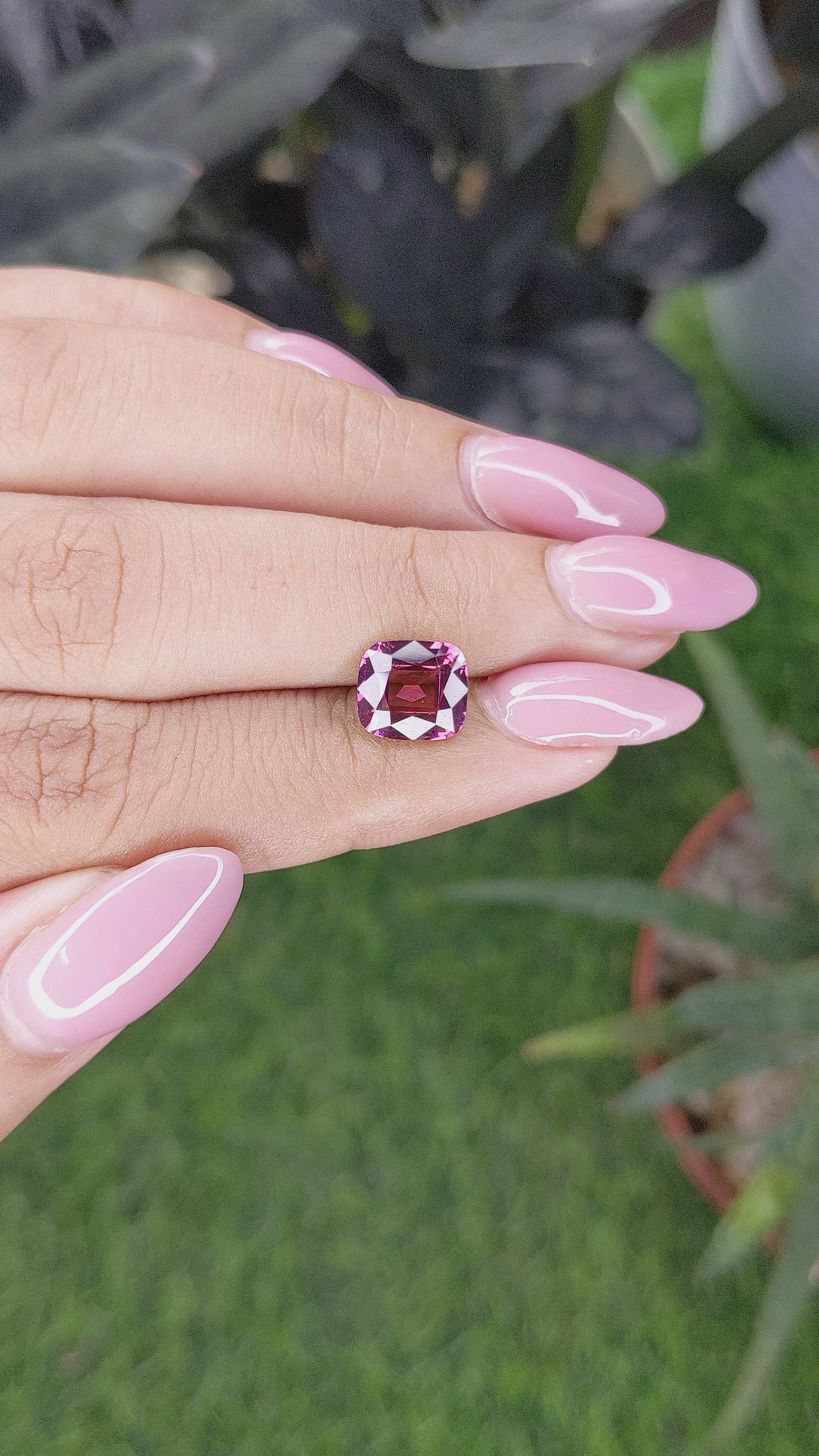 2.47 Ct. Purplish Pink Garnet from Tanzania Size Video