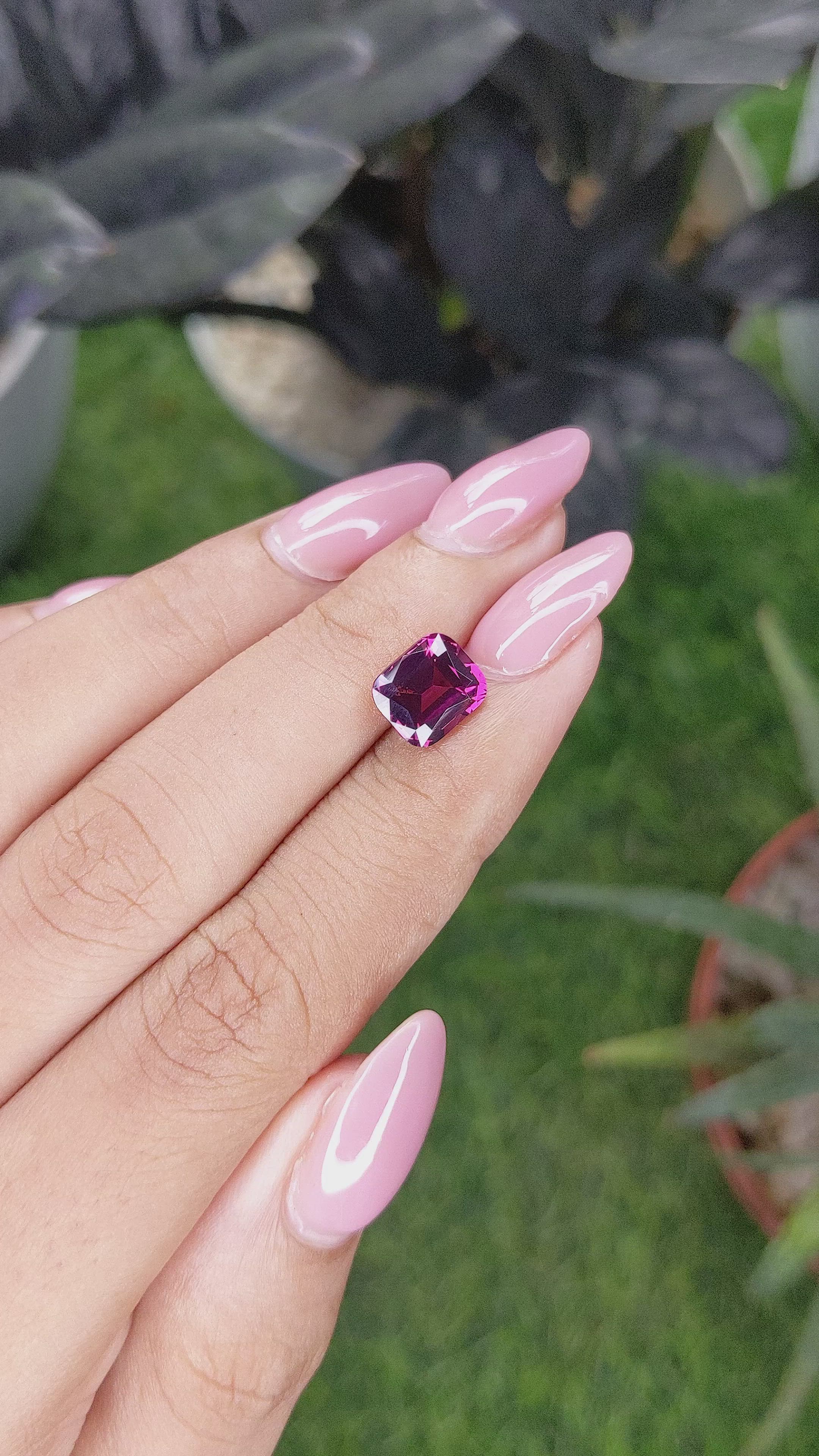 2.65 Ct. Purplish Pink Garnet from Tanzania Size Video