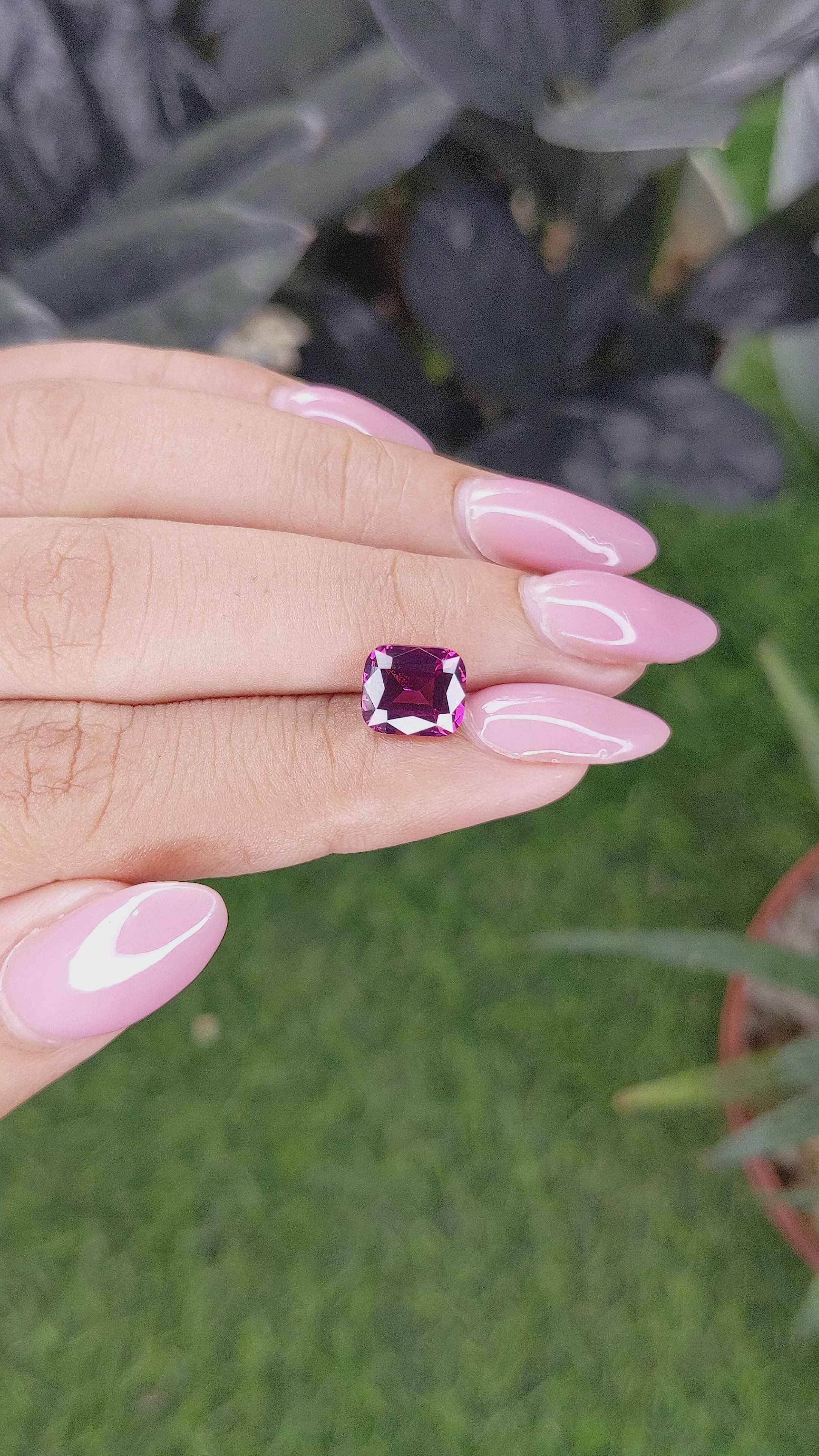 2.65 Ct. Purplish Pink Garnet from Tanzania Size Video