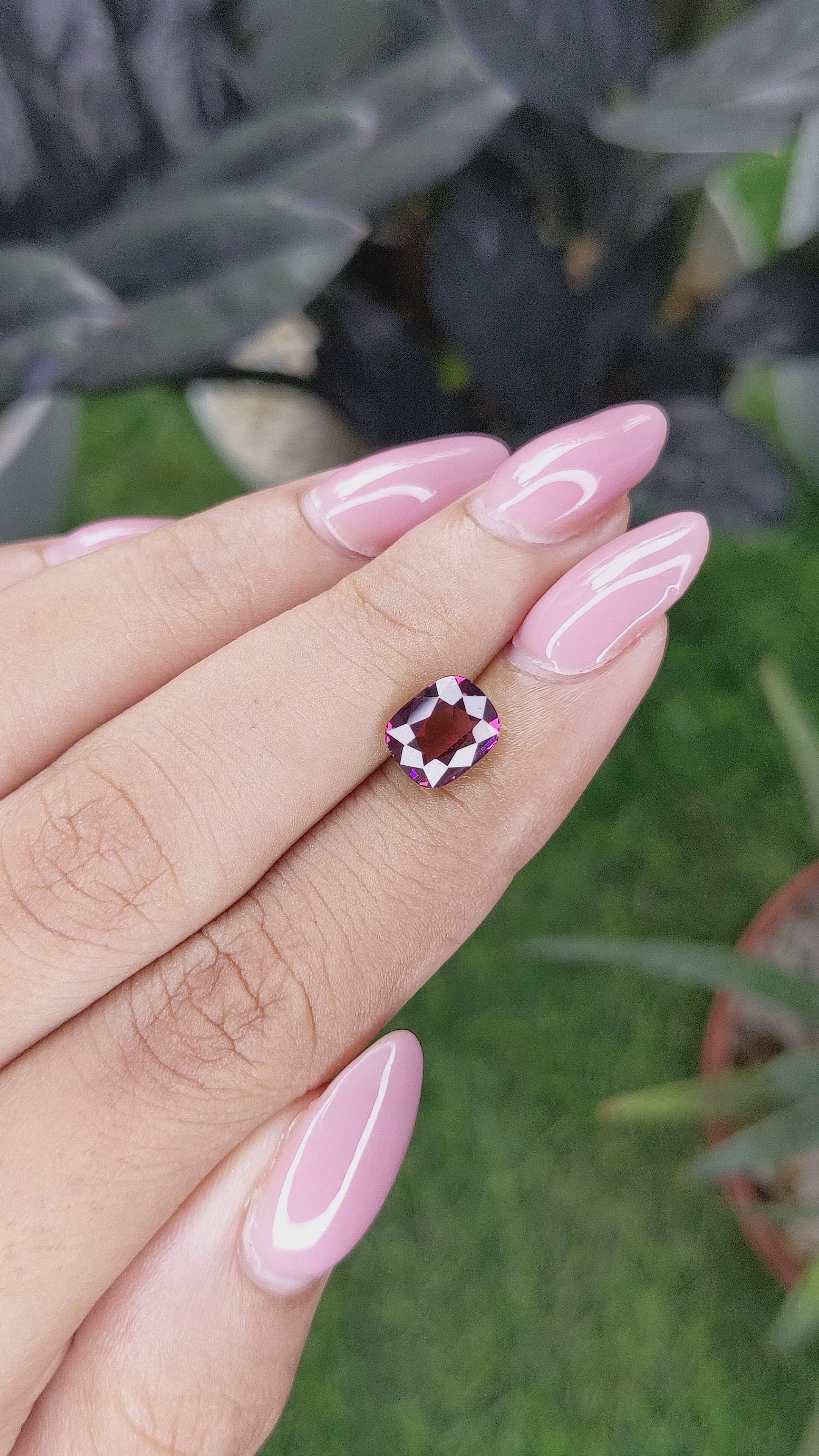 2.41 Ct. Purplish Pink Garnet from Tanzania Size Video