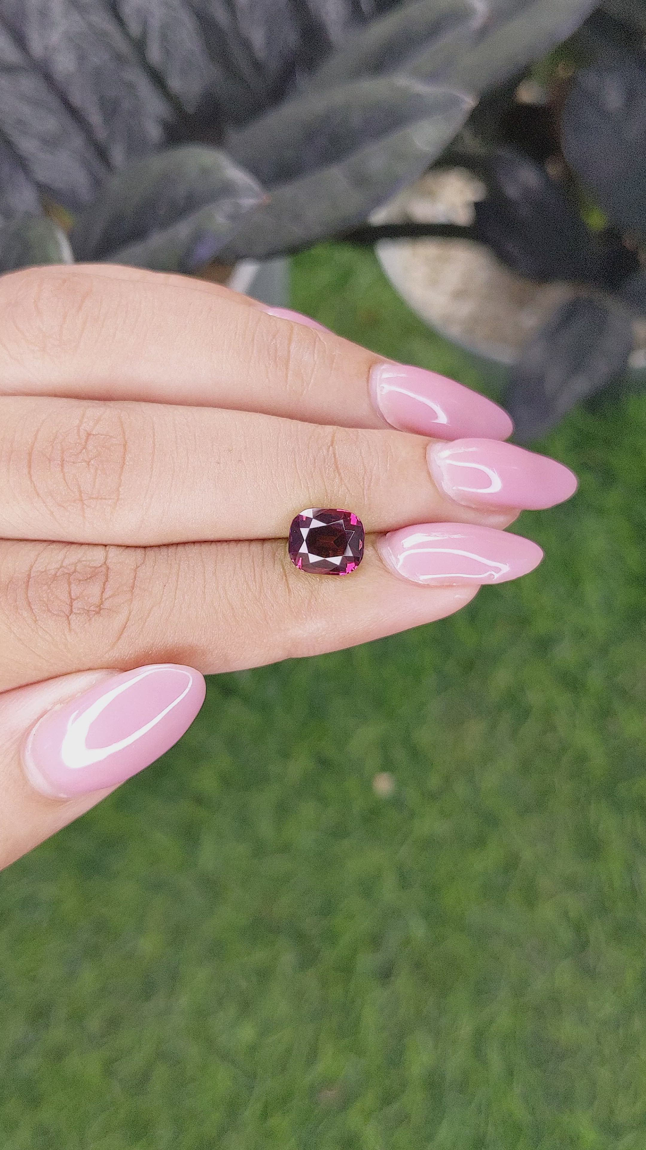 2.82 Ct. Purplish Pink Garnet from Tanzania Size Video