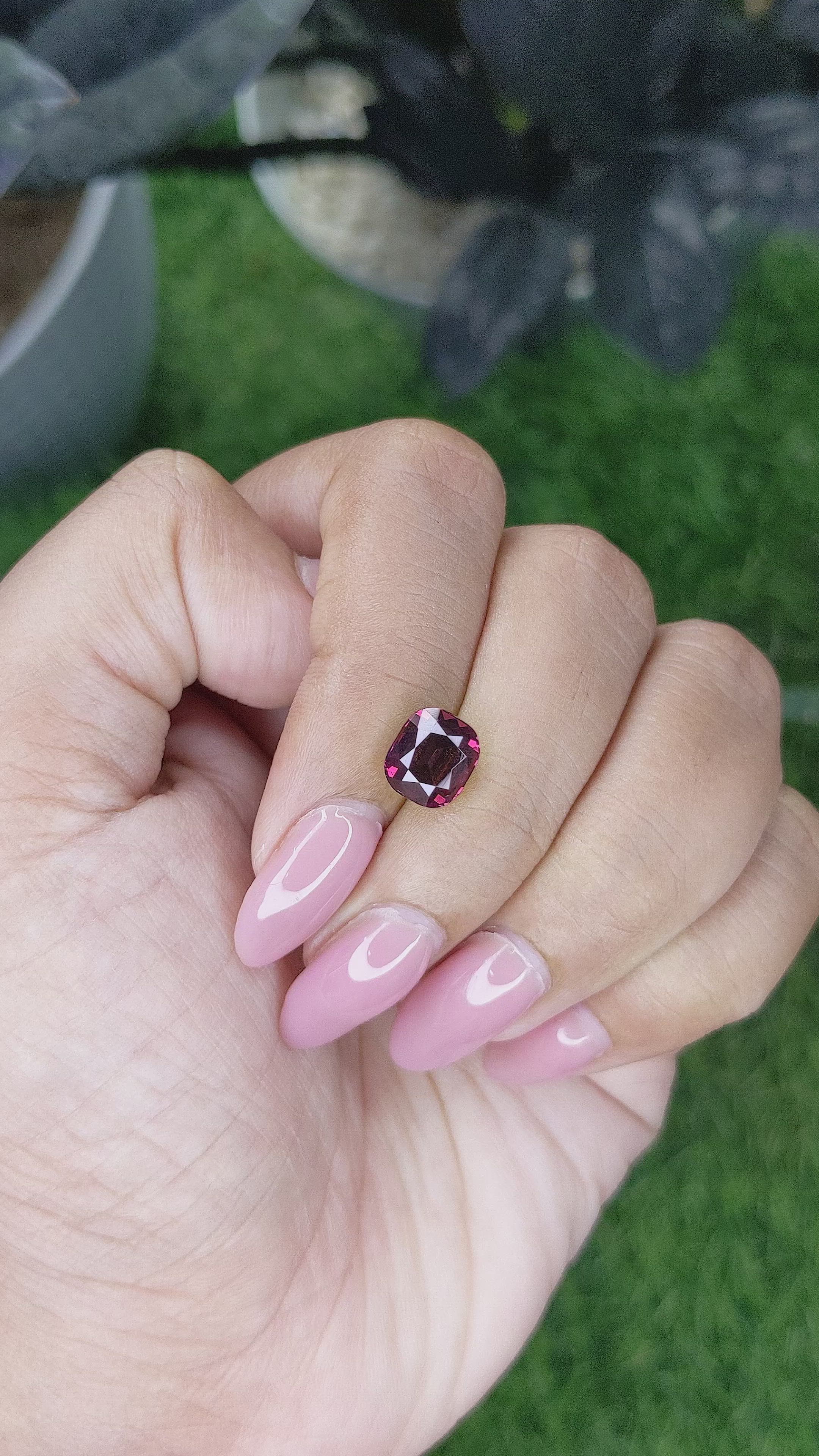 2.82 Ct. Purplish Pink Garnet from Tanzania Size Video