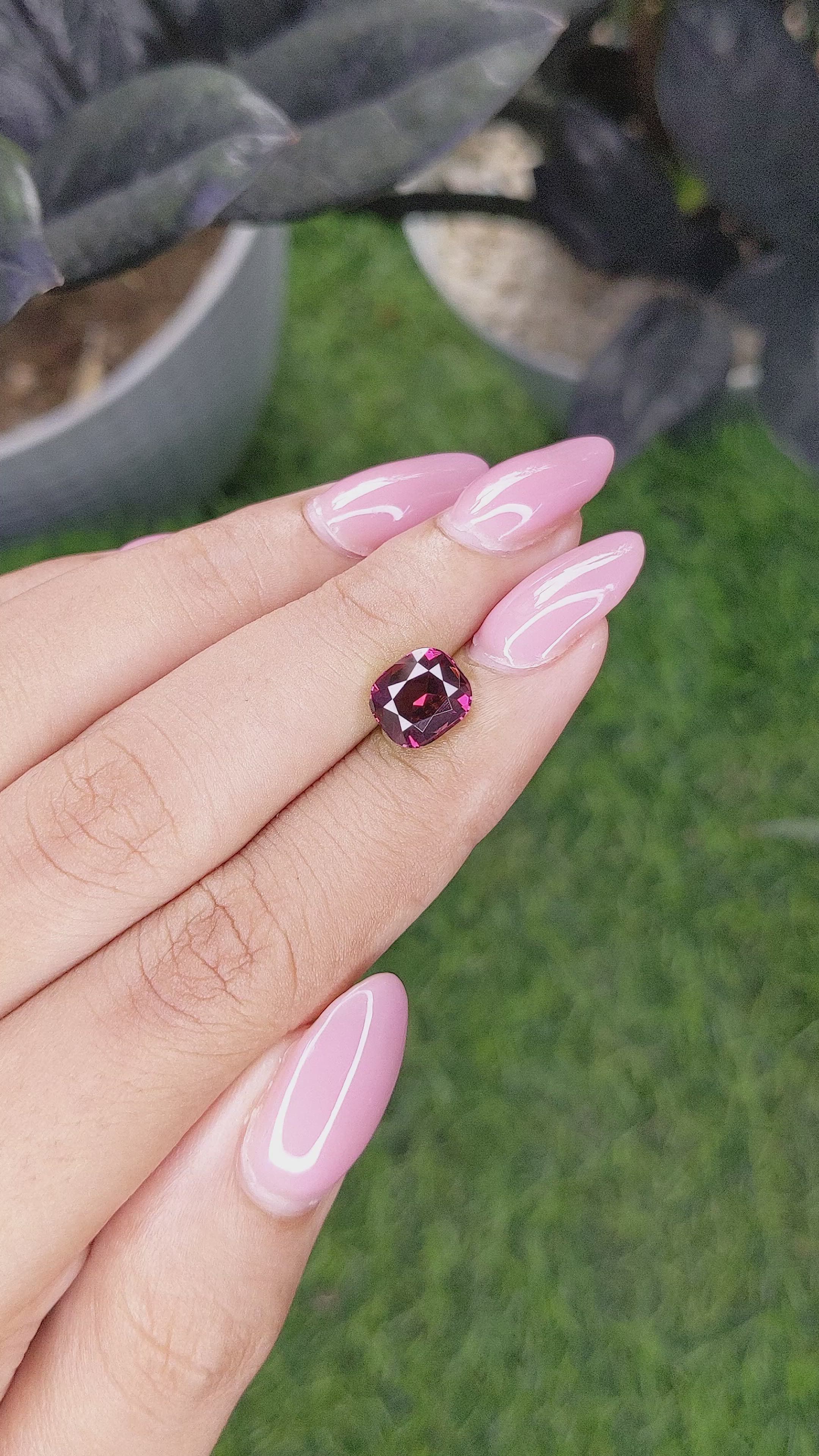2.82 Ct. Purplish Pink Garnet from Tanzania Size Video