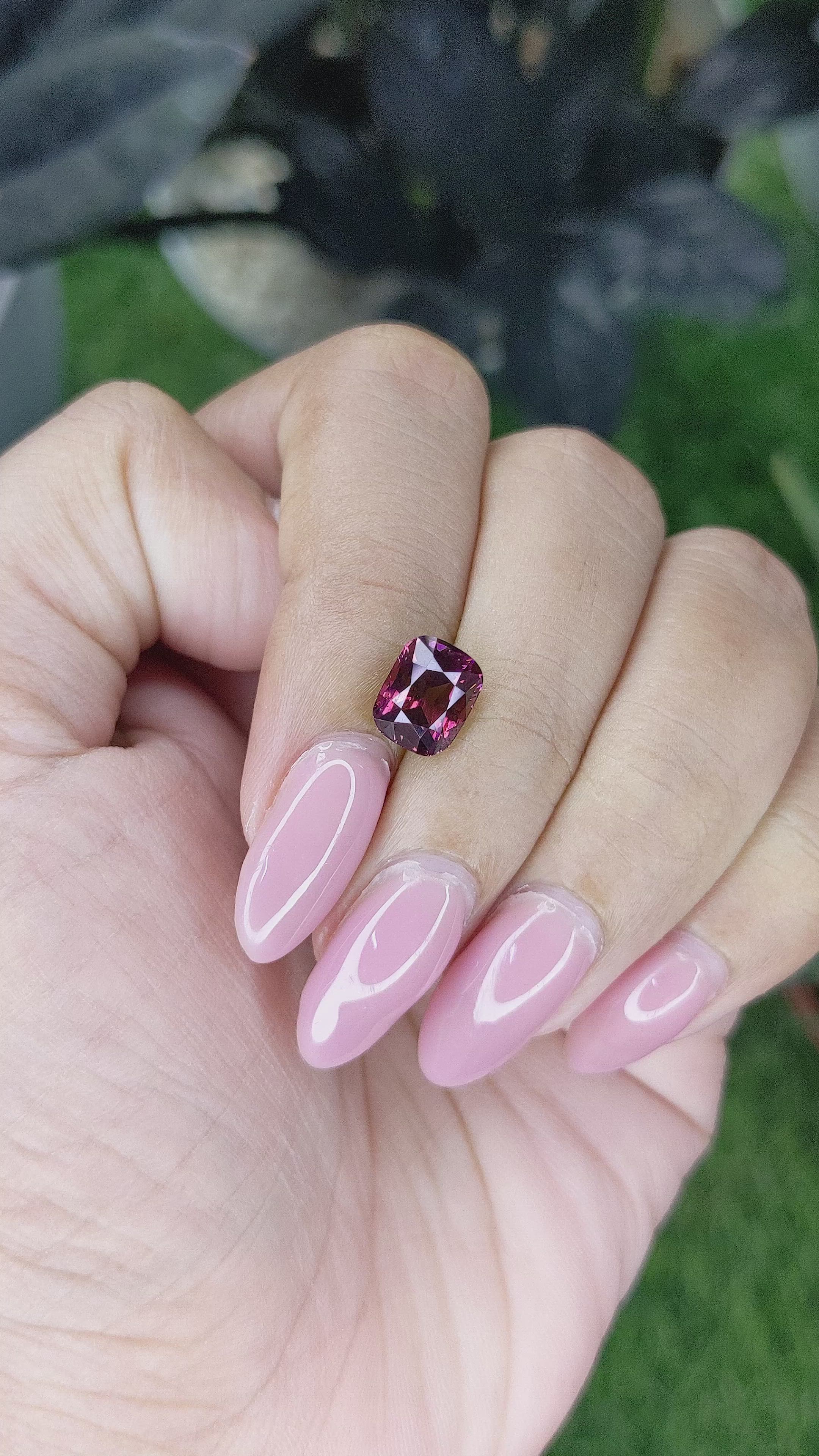 2.65 Ct. Purplish Pink Garnet from Tanzania Size Video