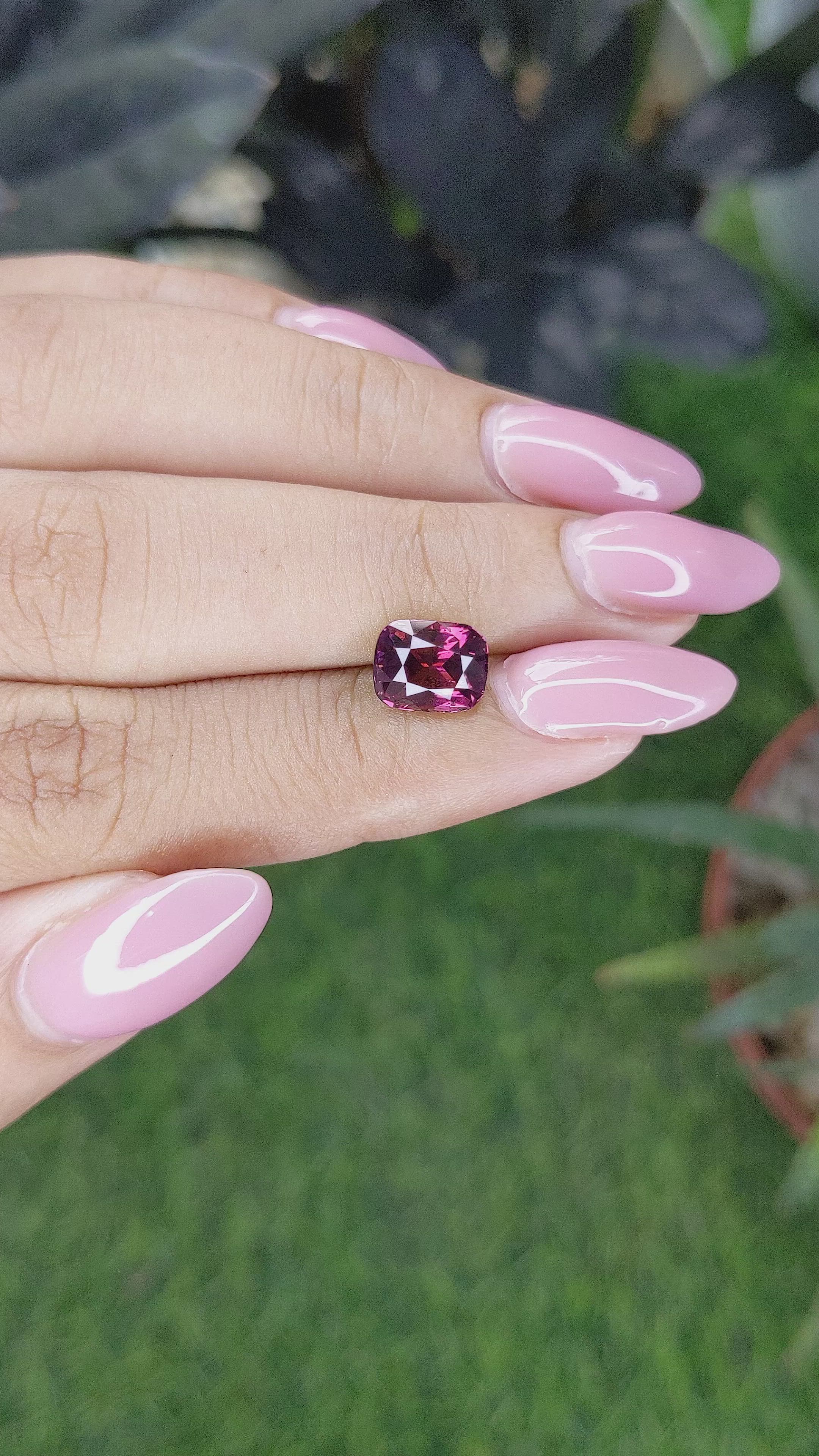2.65 Ct. Purplish Pink Garnet from Tanzania Size Video