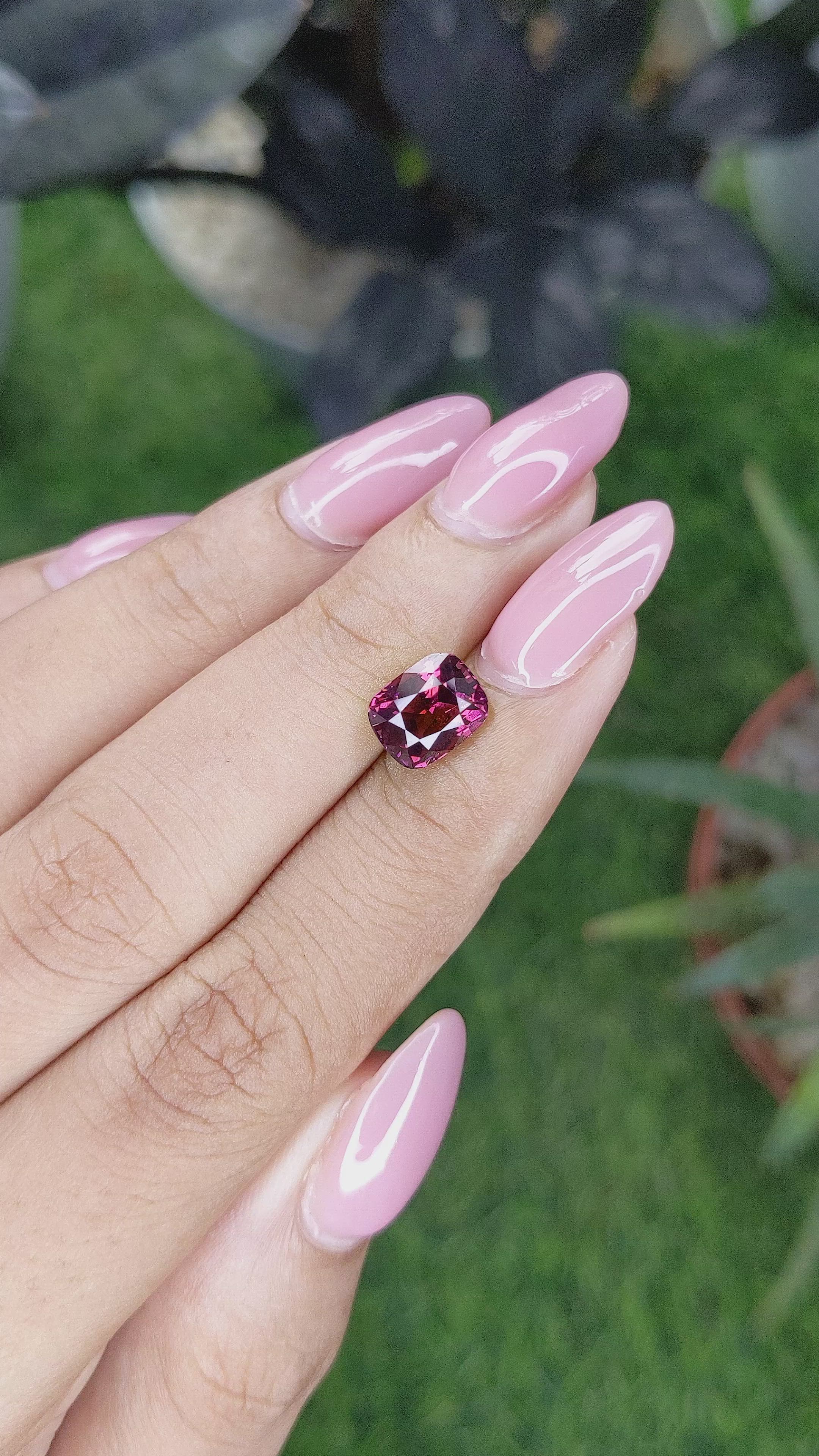 2.65 Ct. Purplish Pink Garnet from Tanzania Size Video