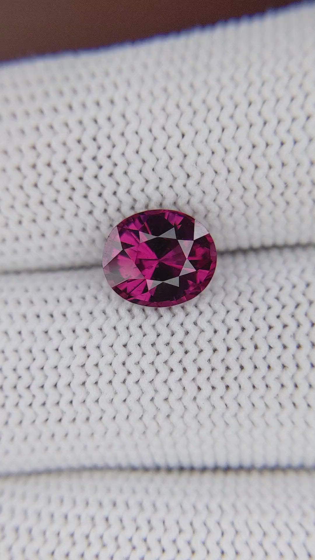 2.52 Ct. Purplish Pink Garnet from Tanzania Size Video