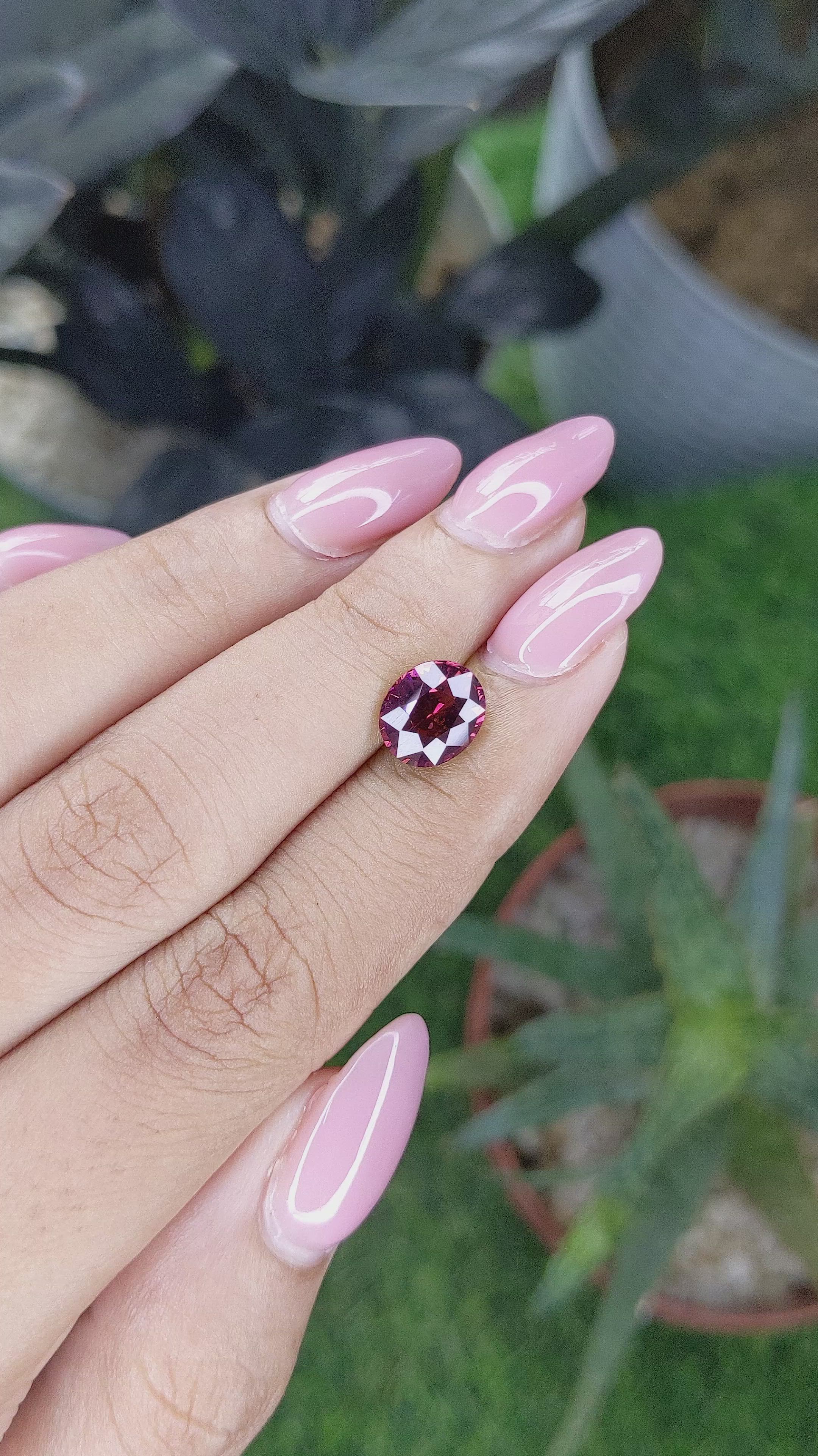 2.52 Ct. Purplish Pink Garnet from Tanzania Size Video