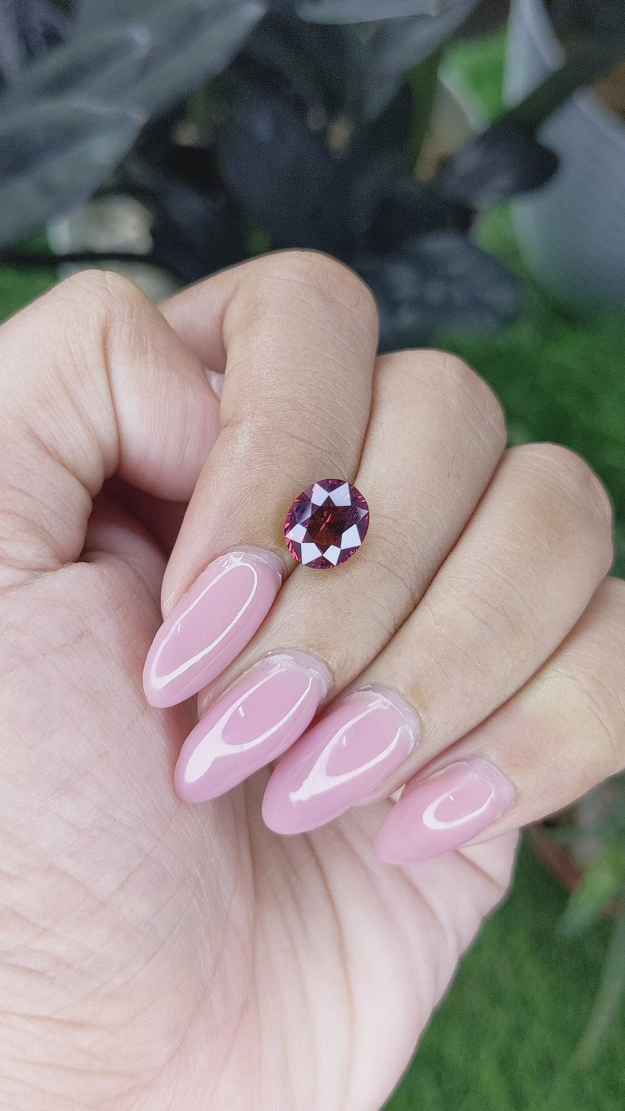 2.52 Ct. Purplish Pink Garnet from Tanzania Size Video