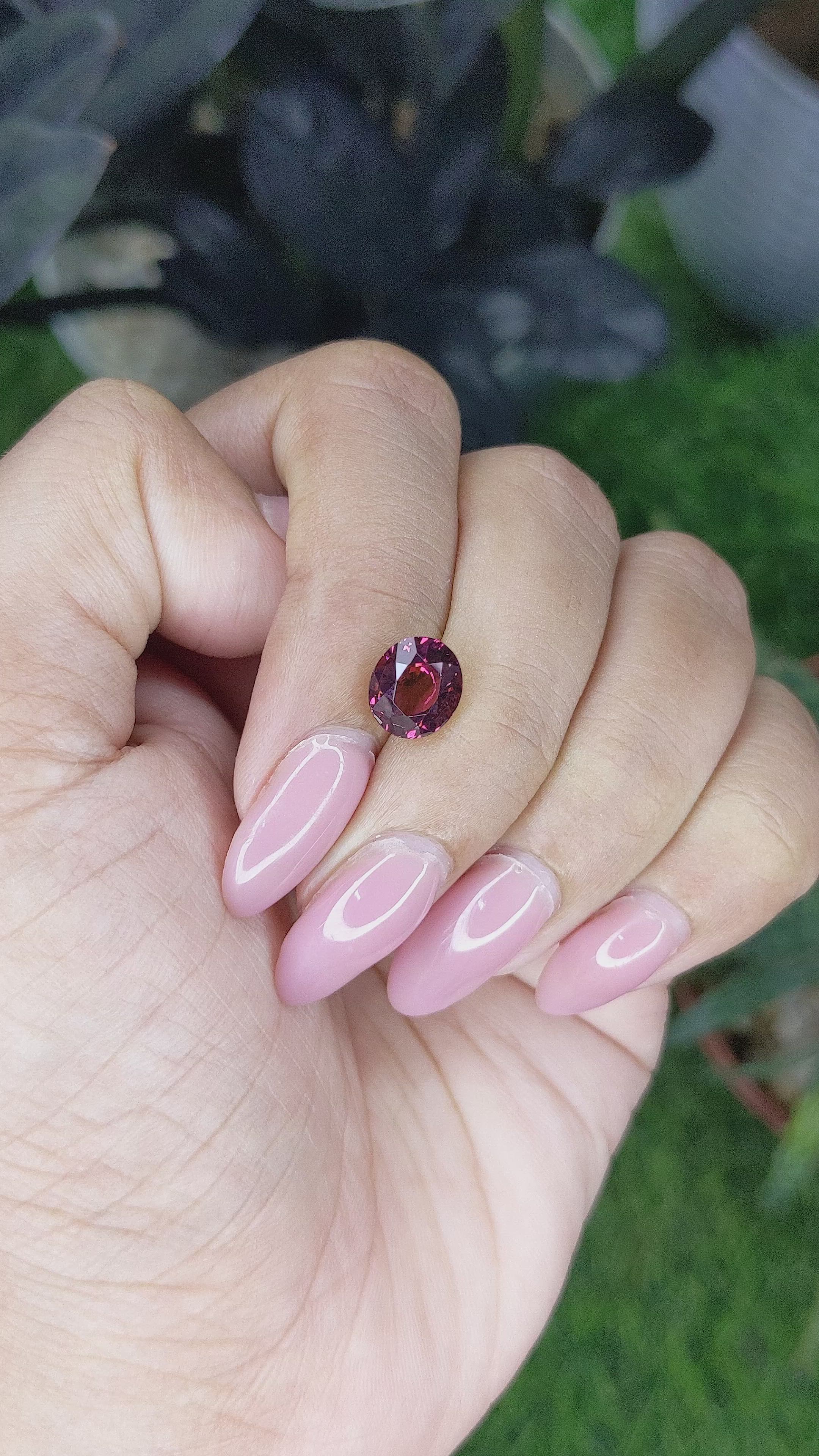 2.68 Ct. Purplish Pink Garnet from Tanzania Size Video
