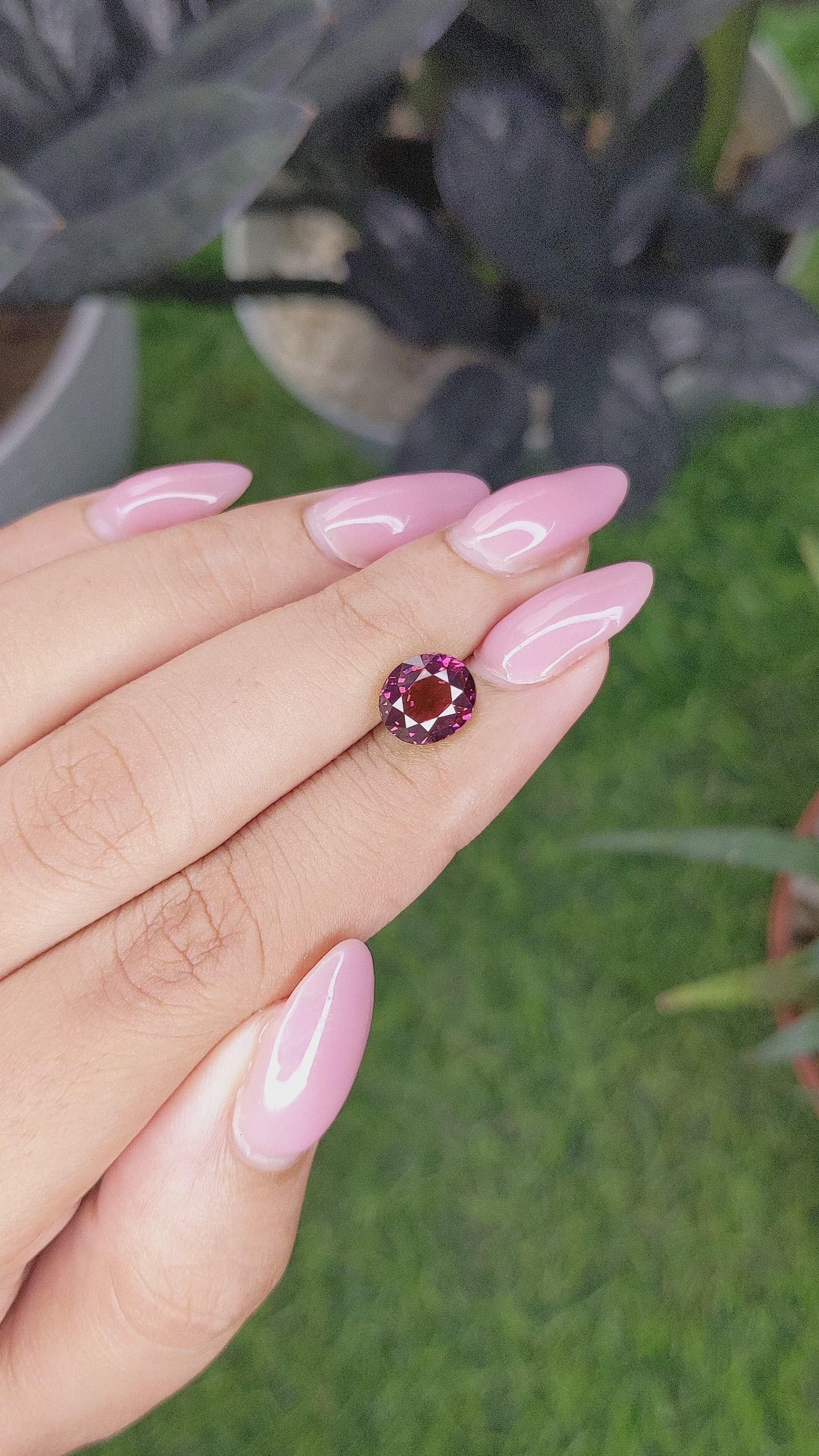 2.68 Ct. Purplish Pink Garnet from Tanzania Size Video
