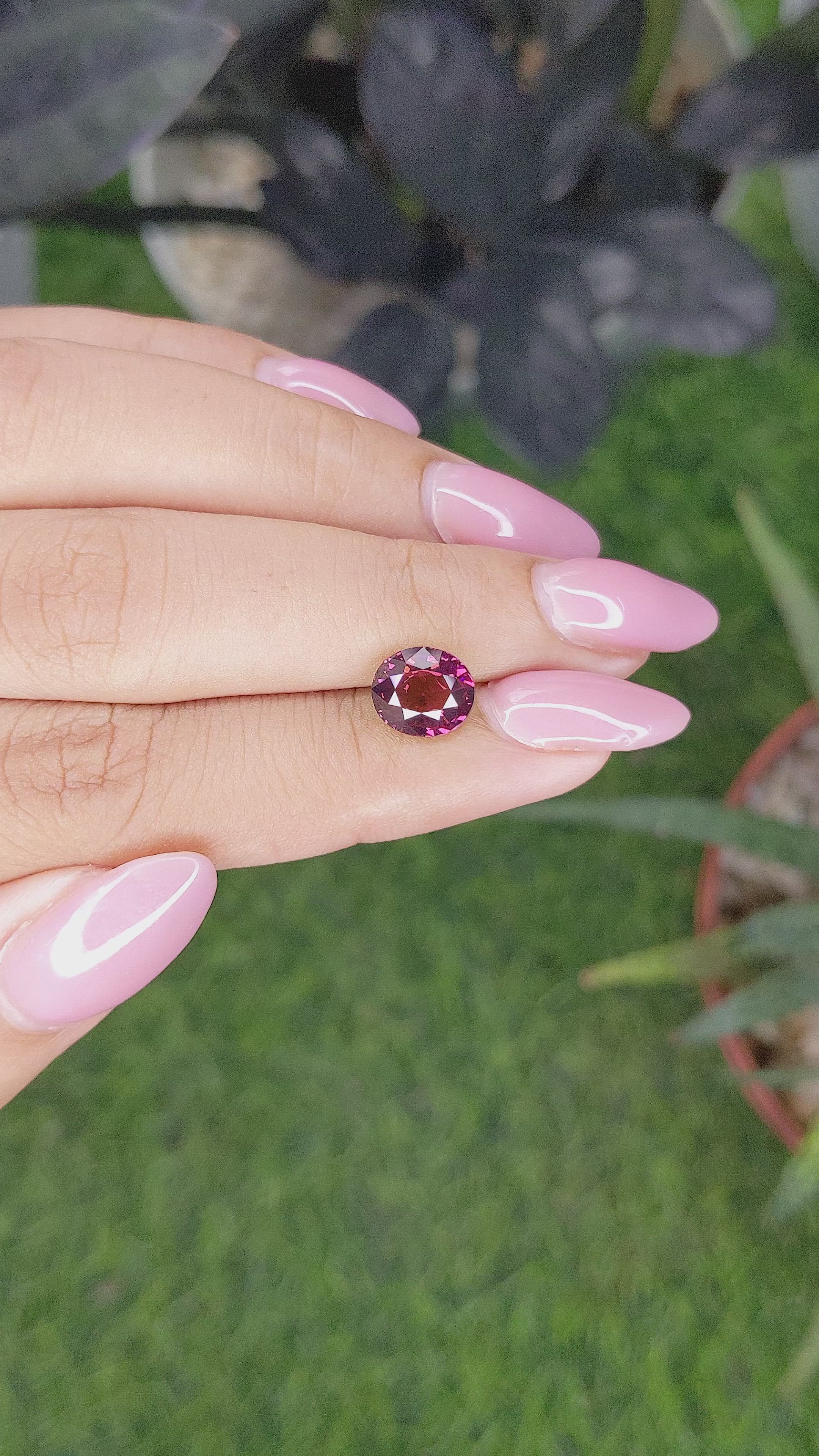 2.68 Ct. Purplish Pink Garnet from Tanzania Size Video