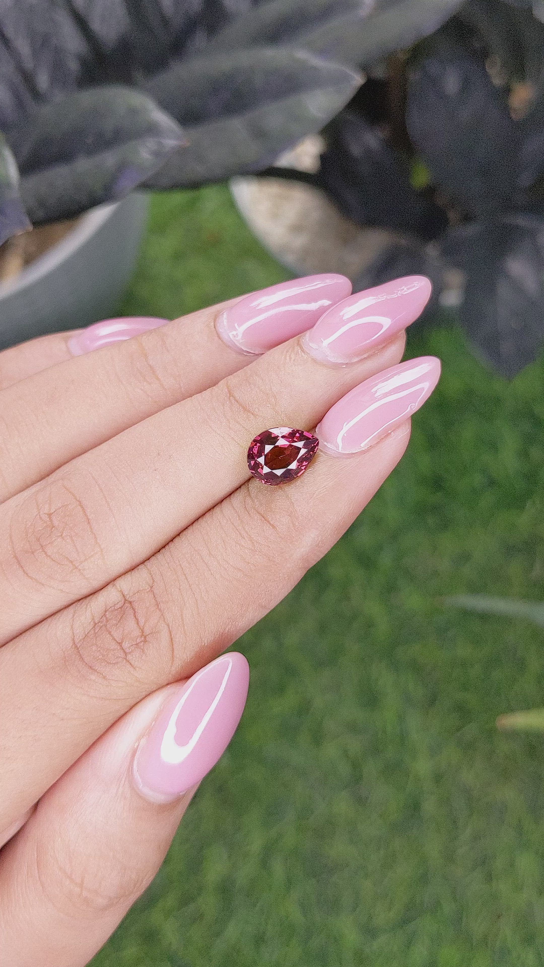 2.26 Ct. Purplish Pink Garnet from Tanzania Size Video