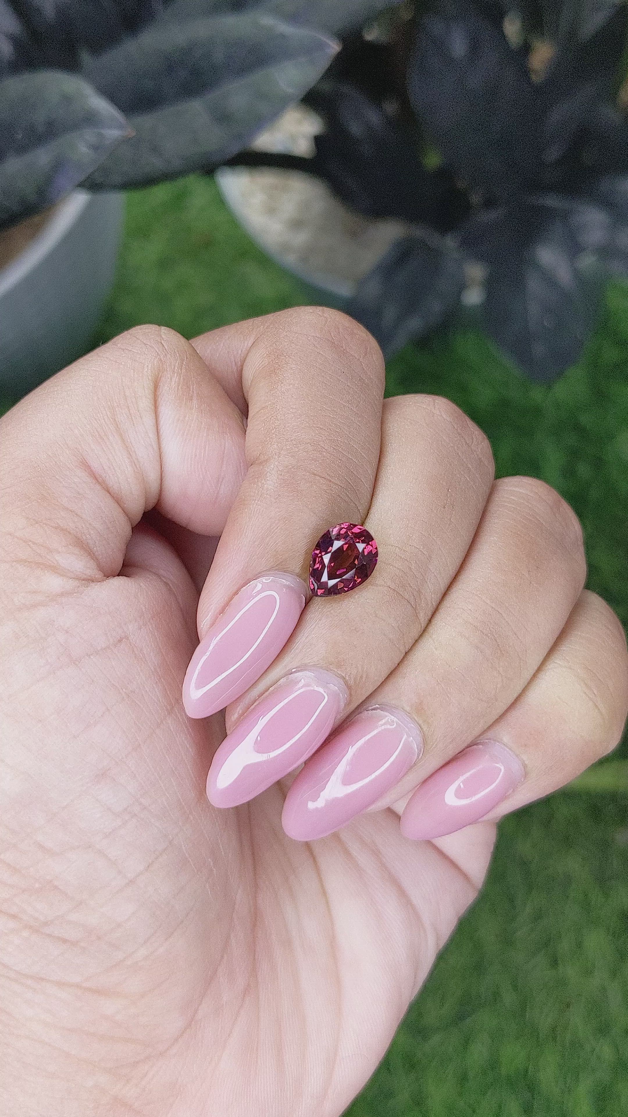 2.26 Ct. Purplish Pink Garnet from Tanzania Size Video