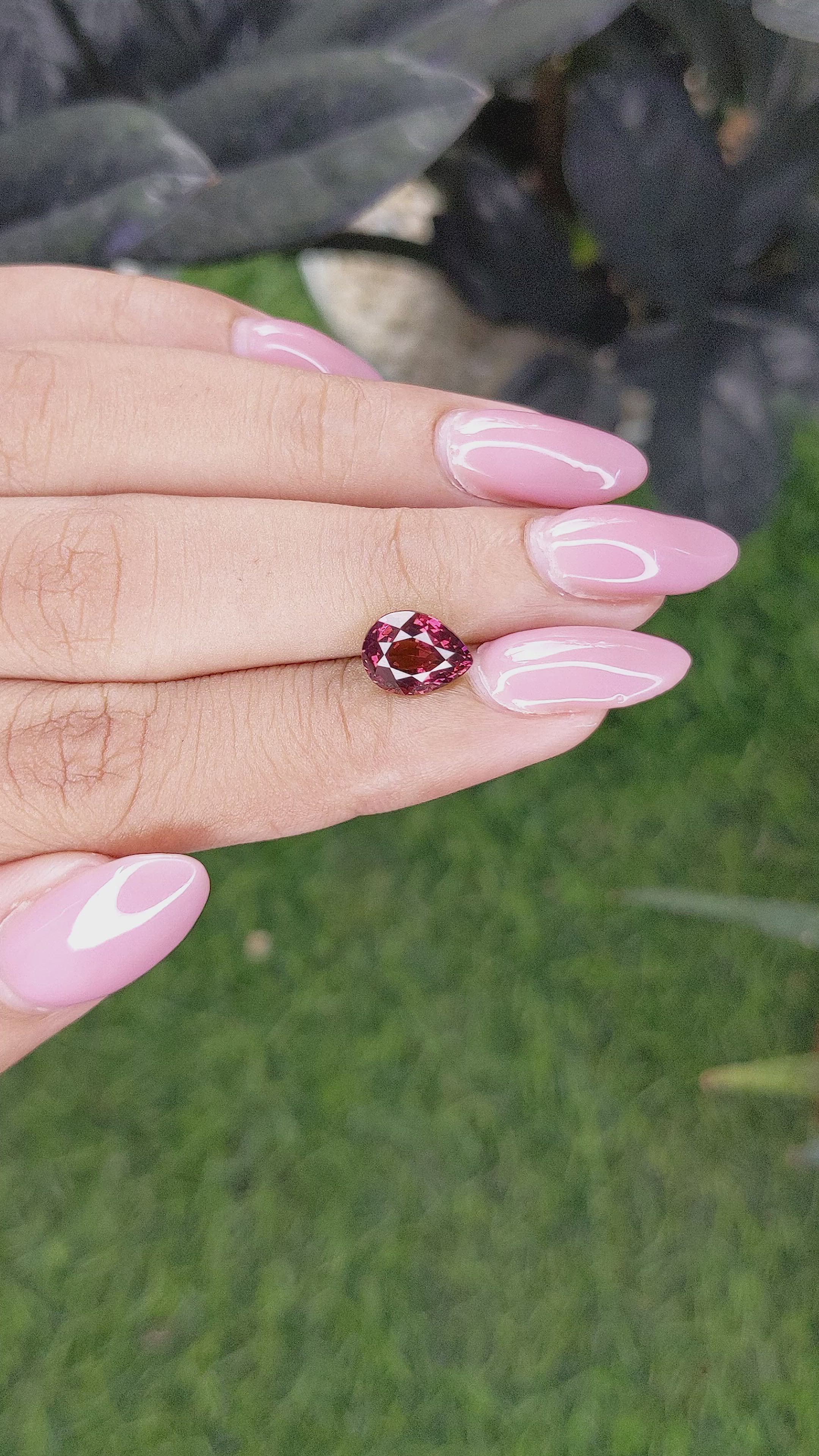 2.26 Ct. Purplish Pink Garnet from Tanzania Size Video