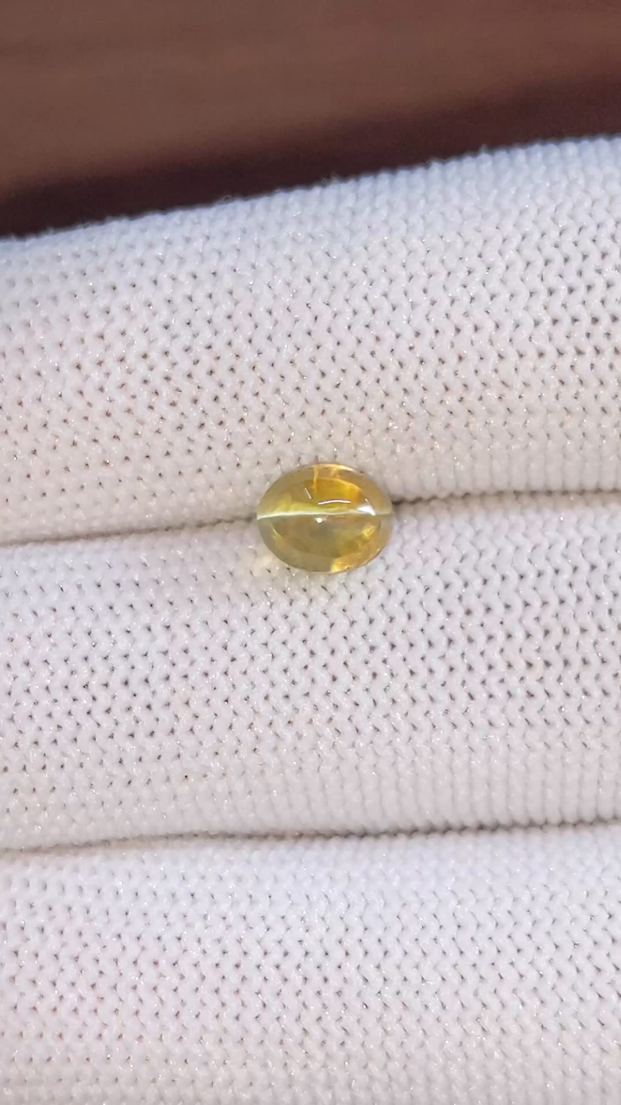 2.33 Ct. Greenish Yellow Cabochon Chrysoberyl from Tanzania Size Video