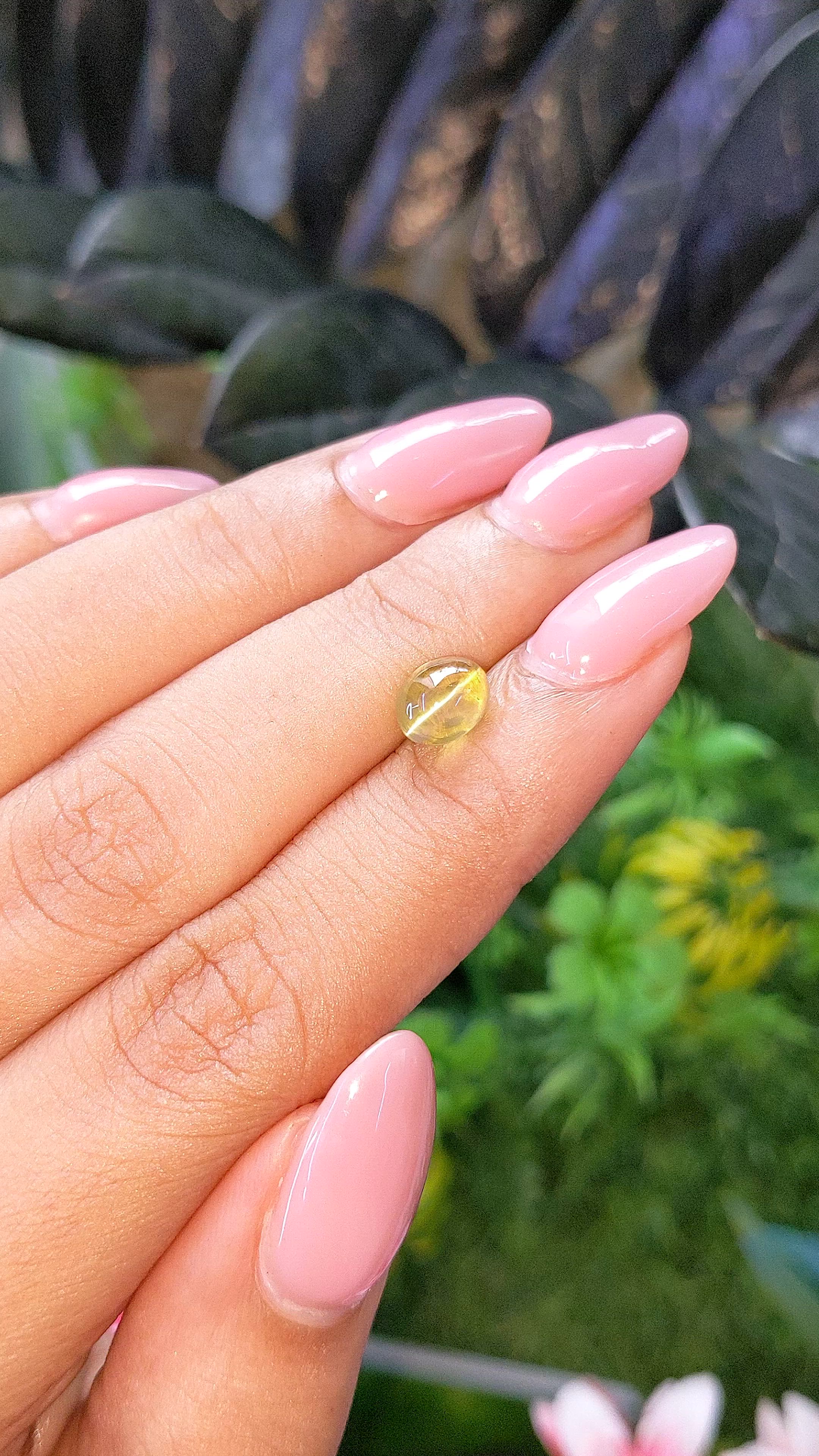 2.33 Ct. Greenish Yellow Cabochon Chrysoberyl from Tanzania Size Video