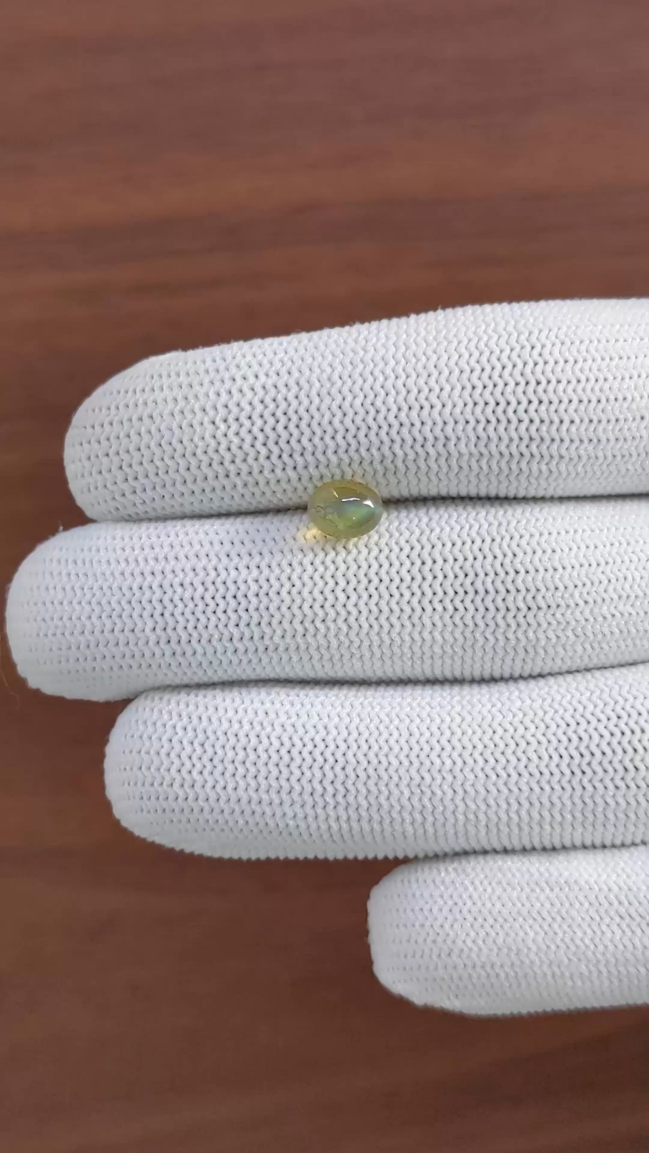 2.33 Ct. Greenish Yellow Cabochon Chrysoberyl from Tanzania Size Video