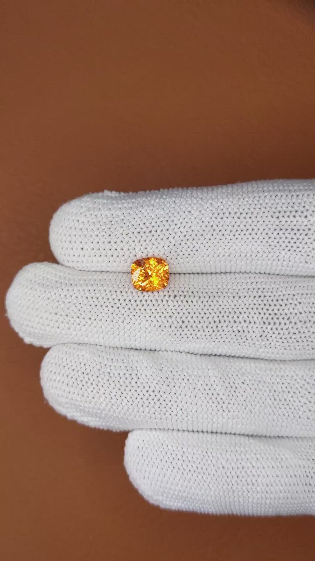 1.67 Ct. Orange Spessartite Garnet from Namibia Size Video