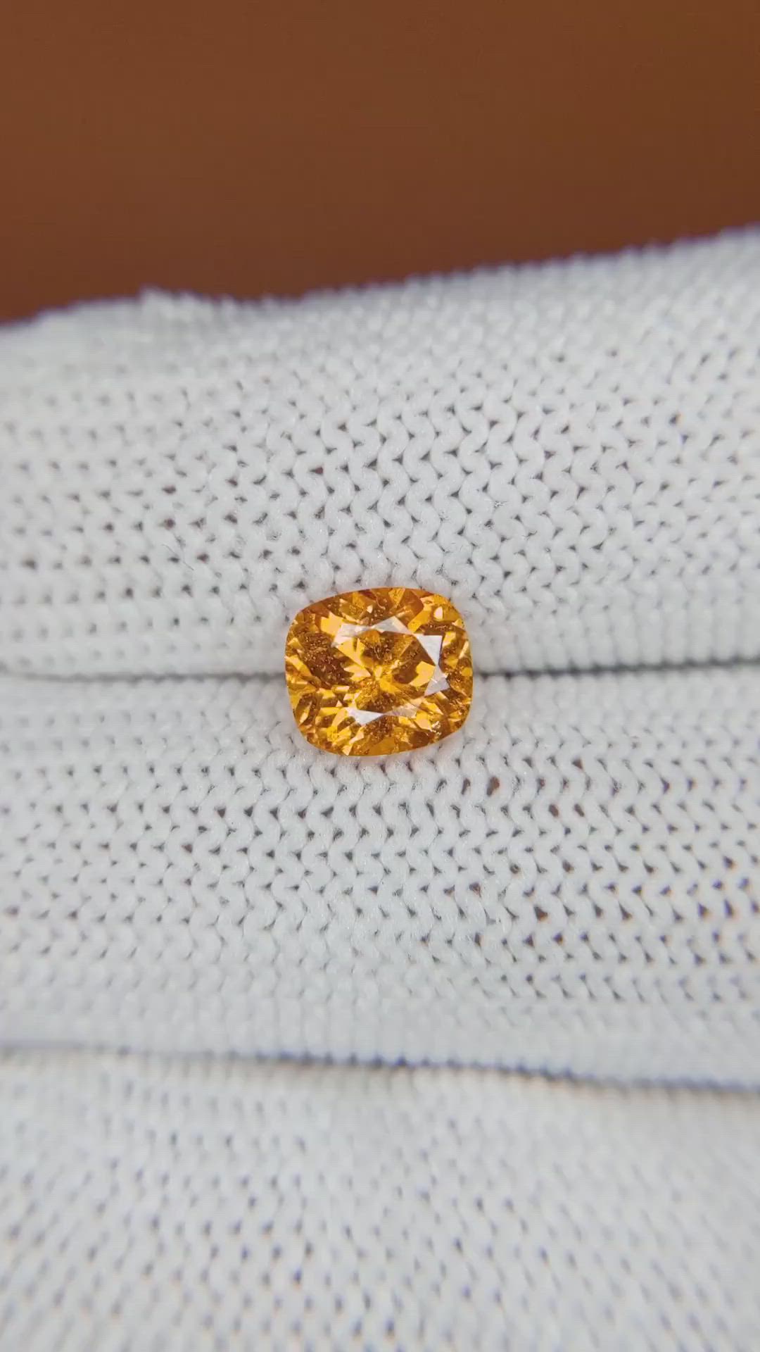 1.67 Ct. Orange Spessartite Garnet from Namibia Size Video