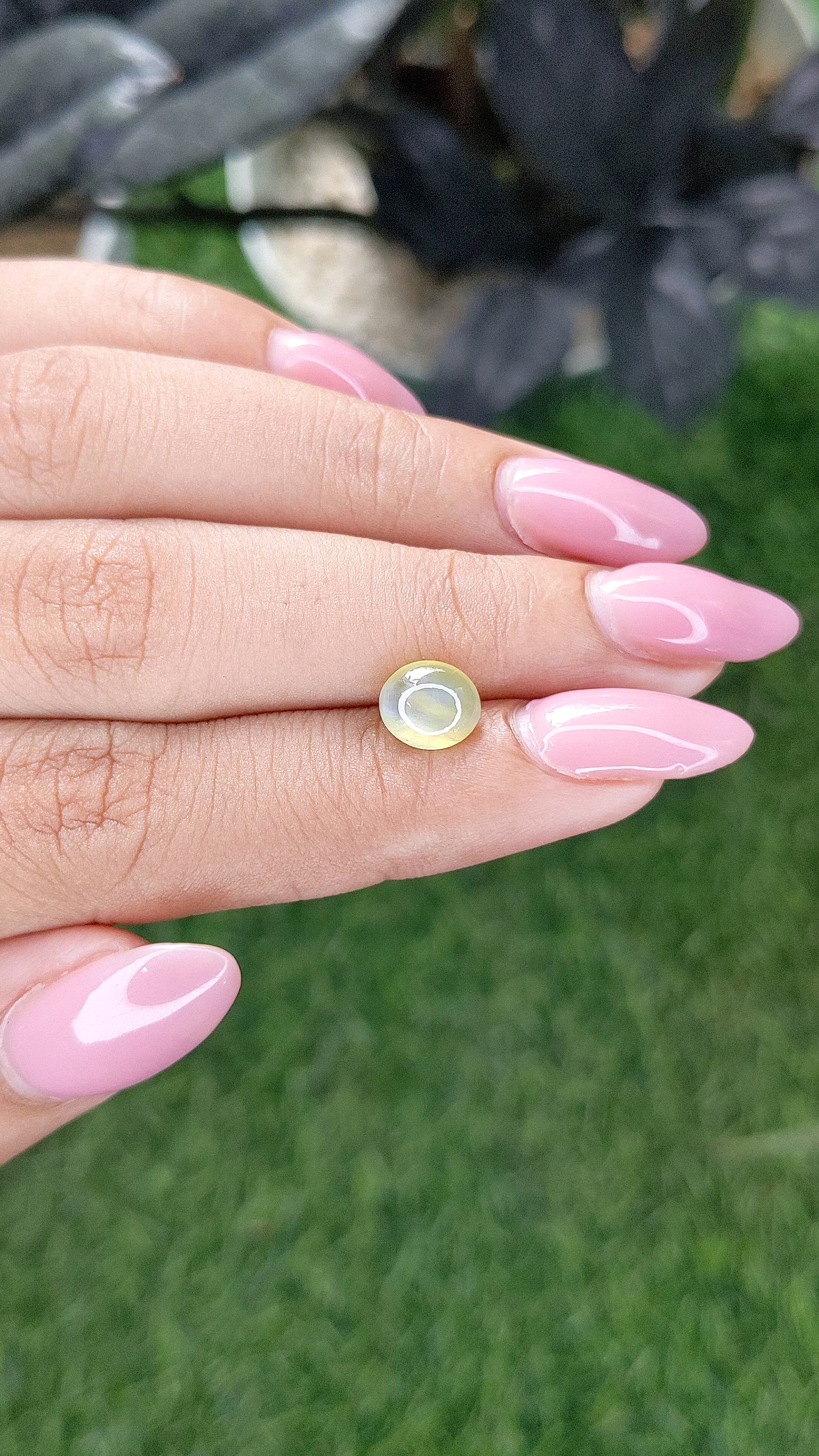 1.88 Ct. Yellowish Green Cabochon Chrysoberyl from Tanzania Size Video