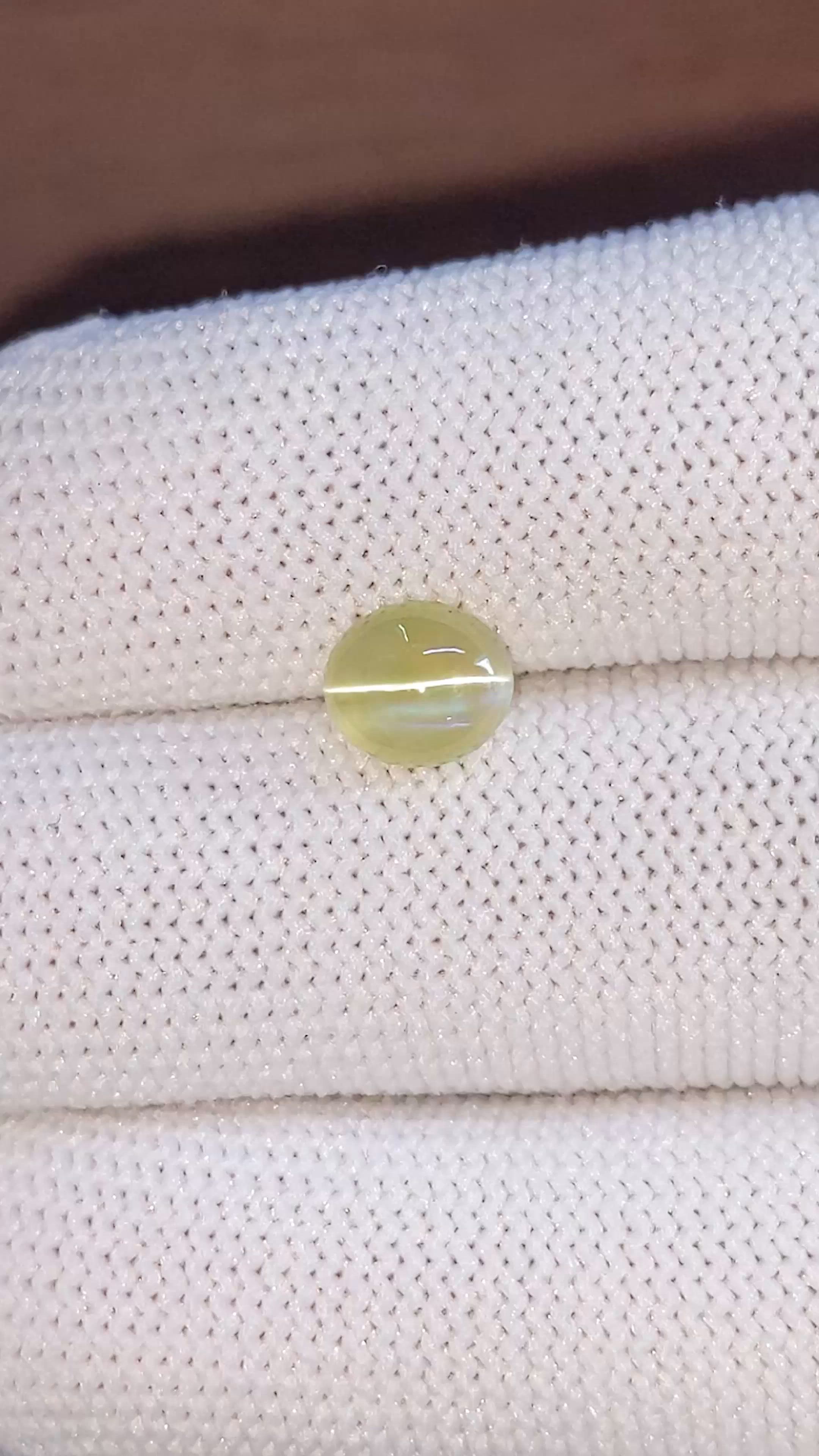 1.88 Ct. Yellowish Green Cabochon Chrysoberyl from Tanzania Size Video