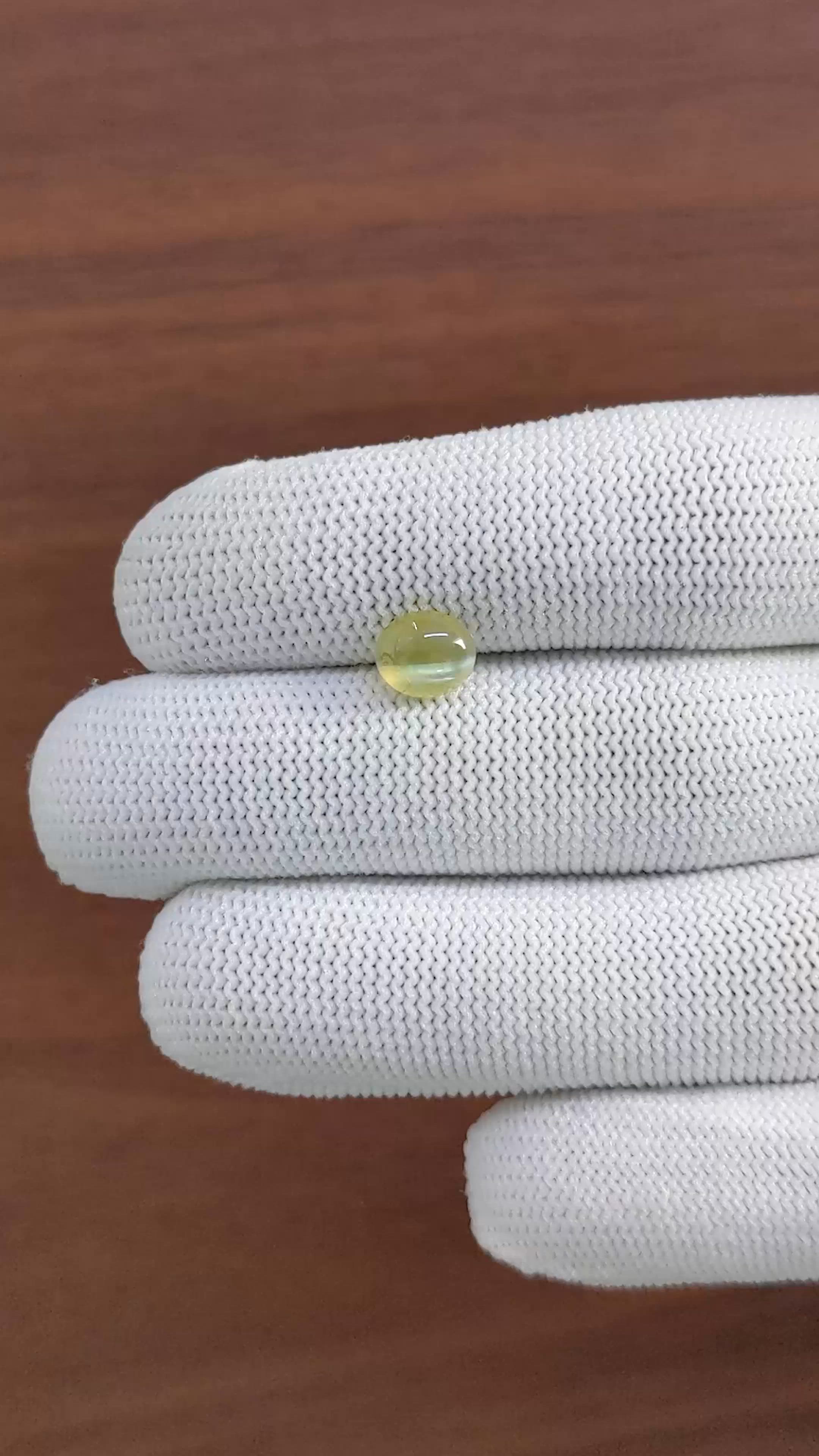 1.88 Ct. Yellowish Green Cabochon Chrysoberyl from Tanzania Size Video