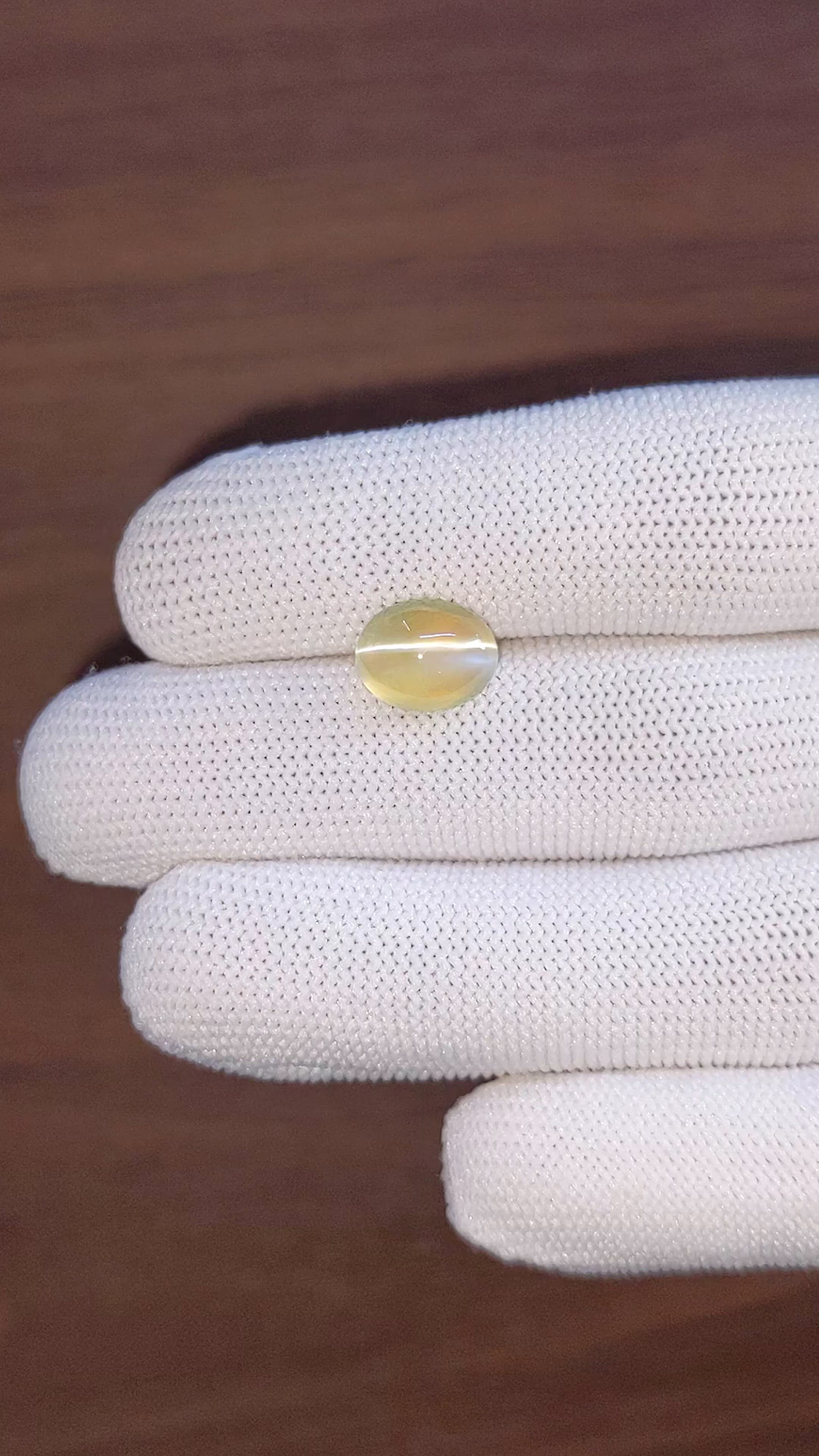 5.20 Ct. Yellowish Green Cabochon Chrysoberyl from Tanzania Size Video