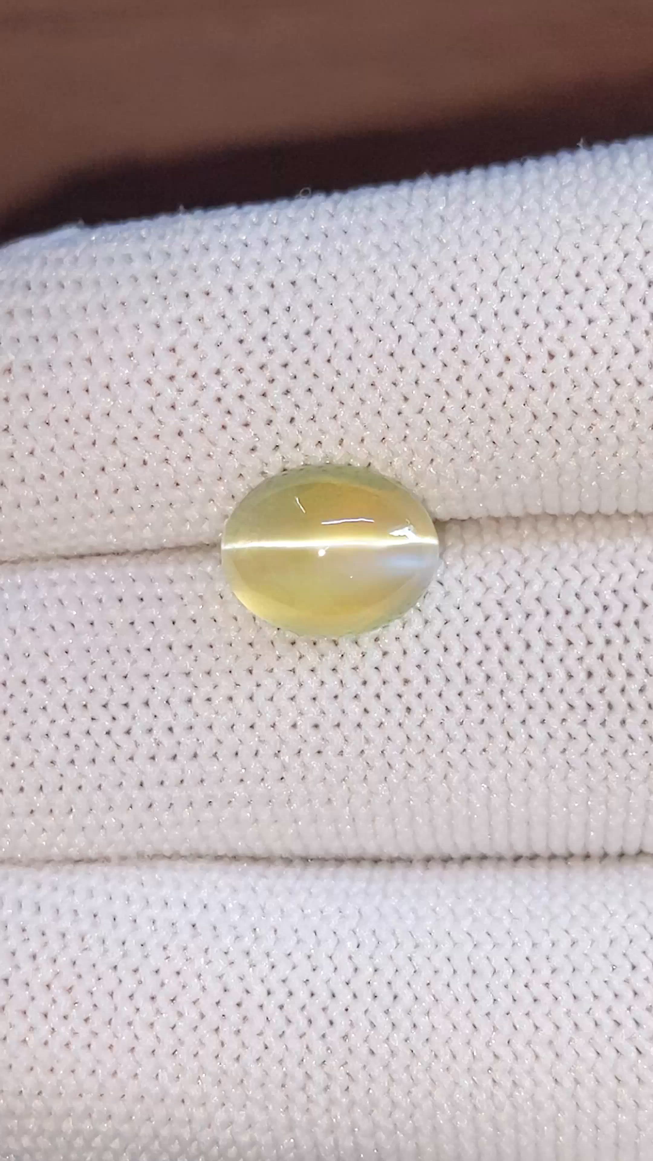5.20 Ct. Yellowish Green Cabochon Chrysoberyl from Tanzania Size Video