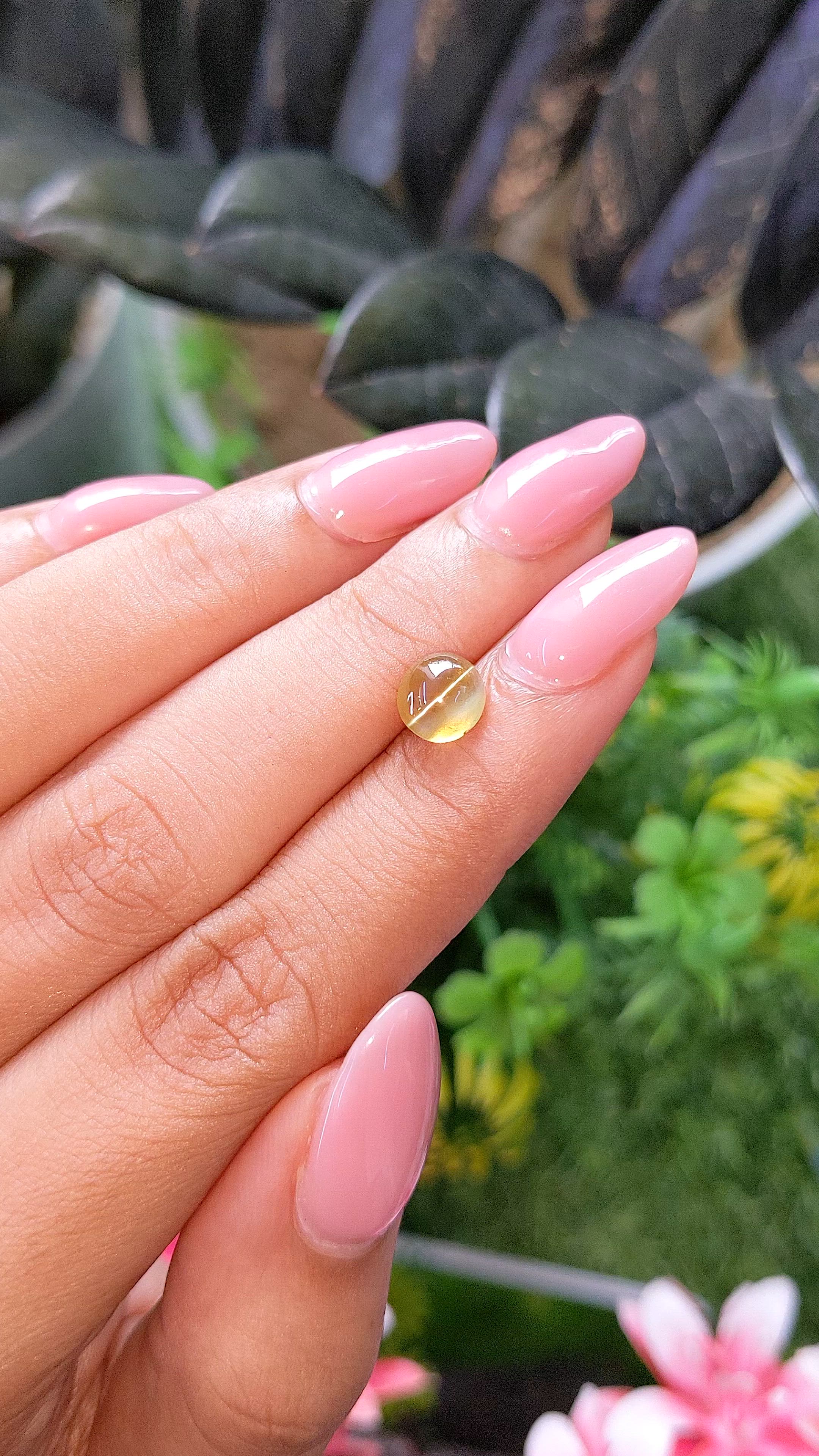 2.02 Ct. Yellowish Green Cabochon Chrysoberyl from Madagascar Size Video