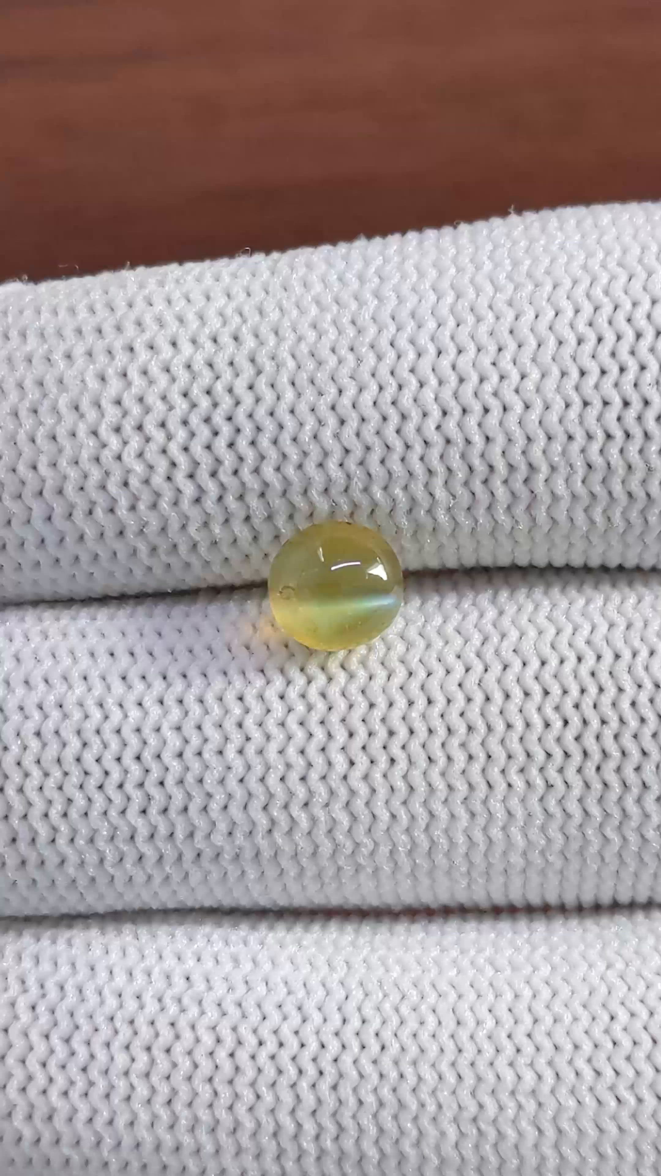 2.02 Ct. Yellowish Green Cabochon Chrysoberyl from Madagascar Size Video