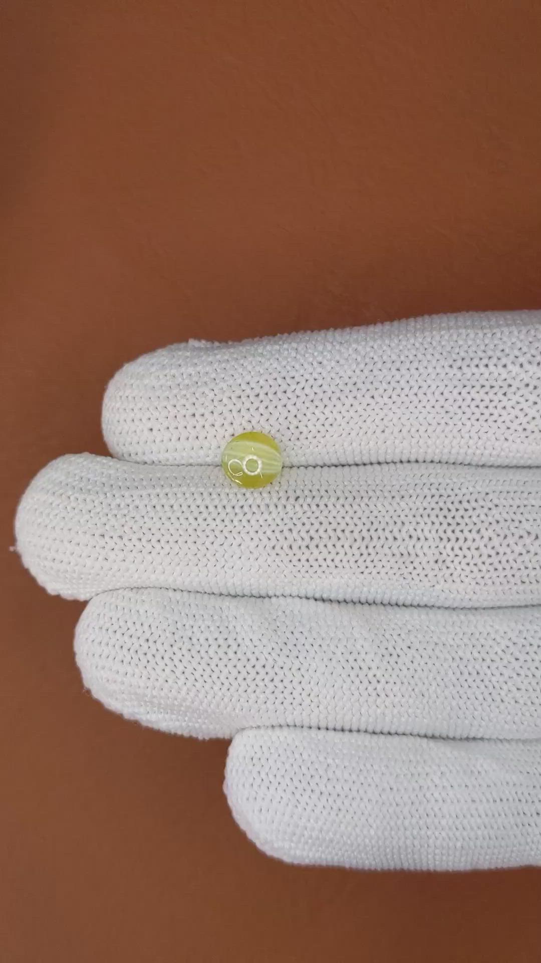1.11 Ct. Greenish Yellow Cabochon Chrysoberyl from Ceylon (Sri Lanka) Size Video