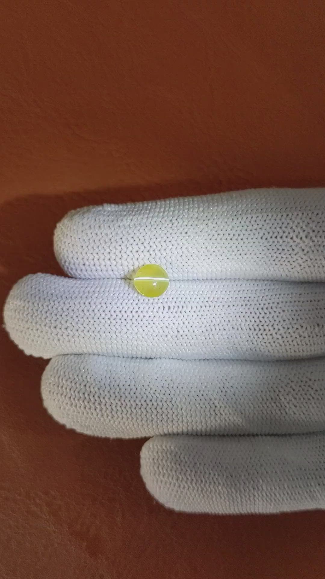 1.11 Ct. Greenish Yellow Cabochon Chrysoberyl from Ceylon (Sri Lanka) Size Video