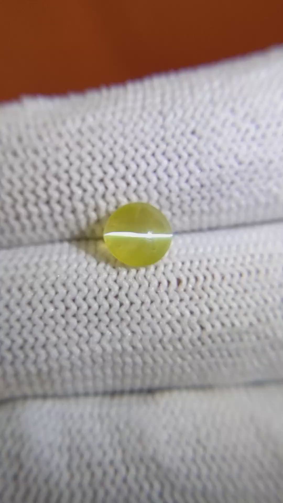 1.11 Ct. Greenish Yellow Cabochon Chrysoberyl from Ceylon (Sri Lanka) Size Video