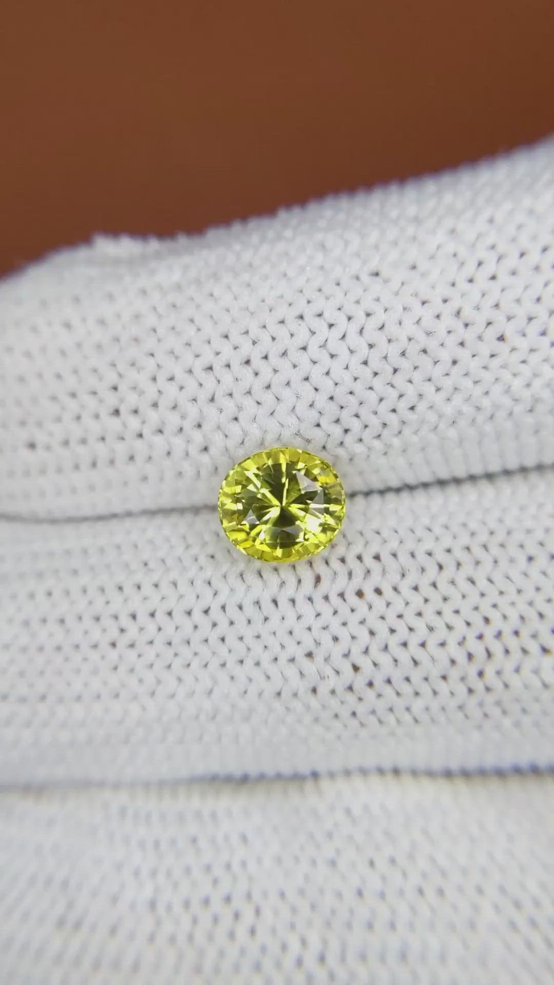 1.57 Ct. Greenish Yellow Chrysoberyl from Ceylon (Sri Lanka) Size Video