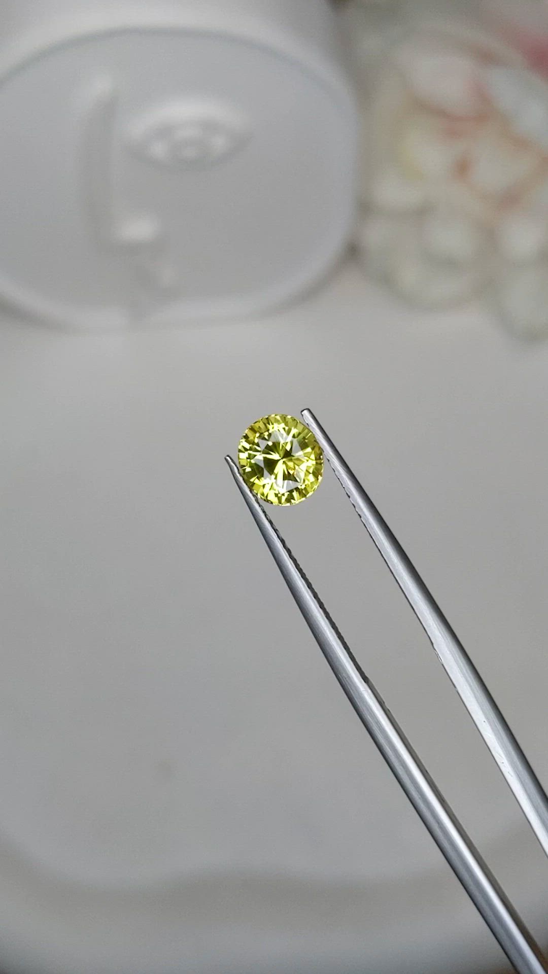 1.57 Ct. Greenish Yellow Chrysoberyl from Ceylon (Sri Lanka) Size Video