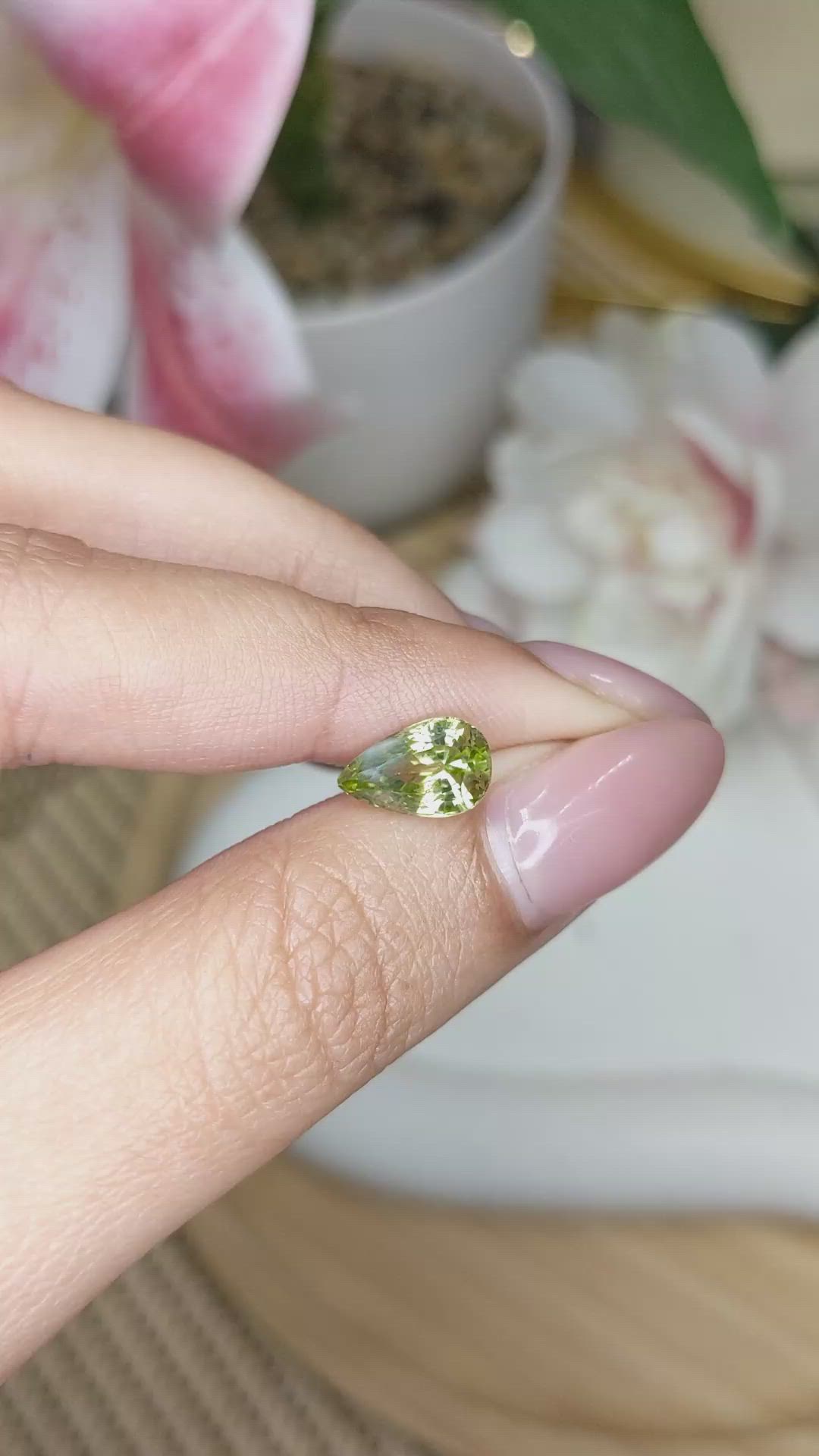 2.14 Ct. Yellowish Green Chrysoberyl from Ceylon (Sri Lanka) Size Video