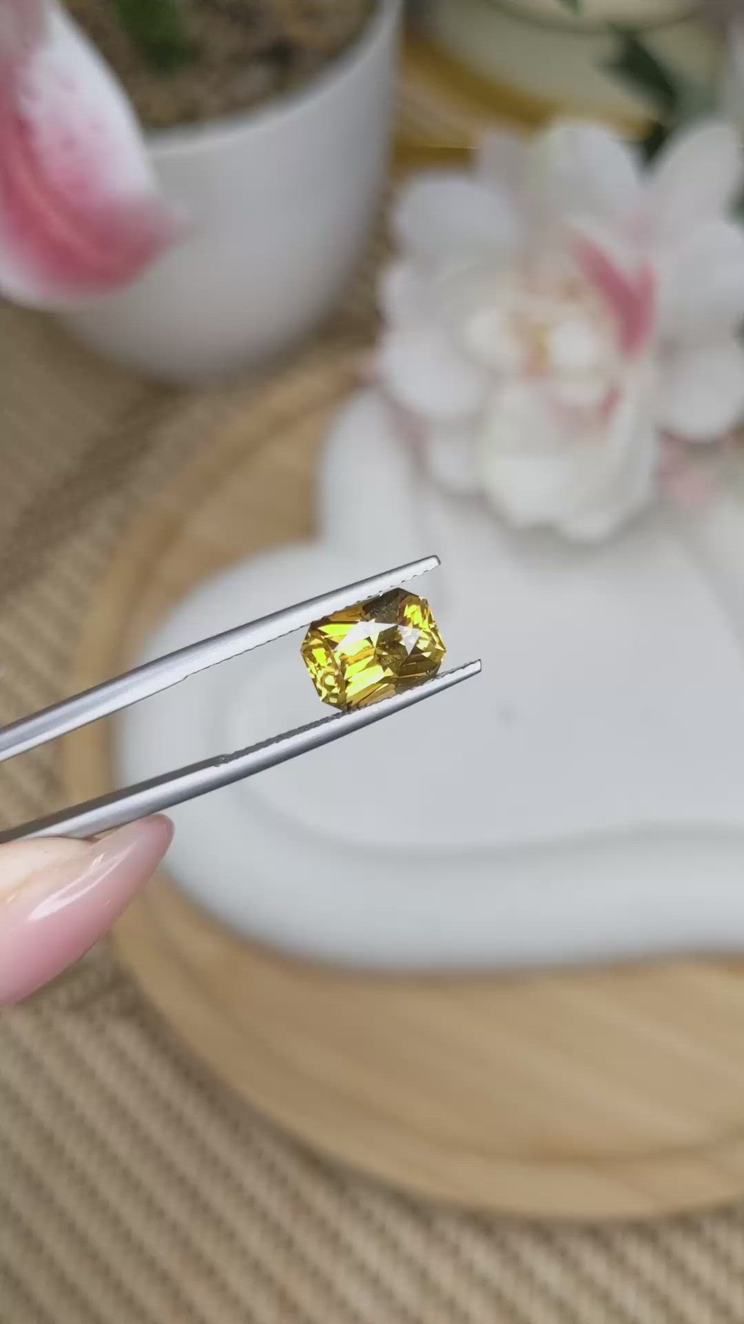 3.09 Ct. Greenish Yellow Chrysoberyl from Ceylon (Sri Lanka) Size Video