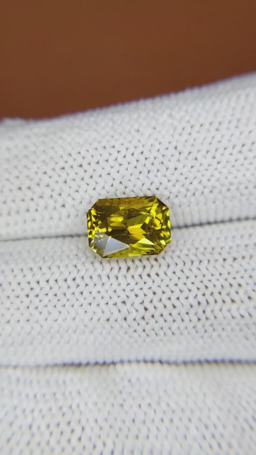 3.09 Ct. Greenish Yellow Chrysoberyl from Ceylon (Sri Lanka) Size Video