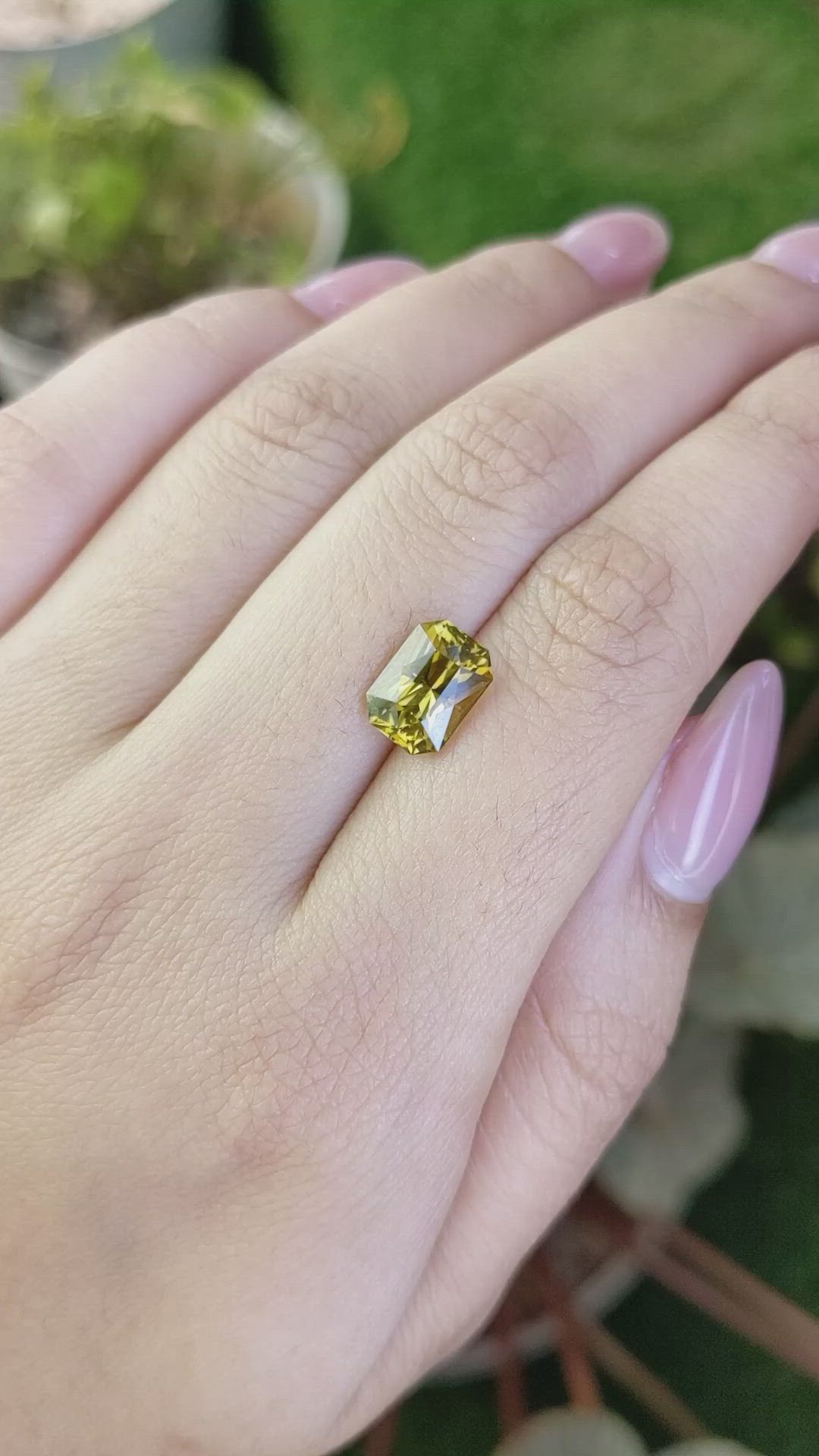 3.09 Ct. Greenish Yellow Chrysoberyl from Ceylon (Sri Lanka) Size Video